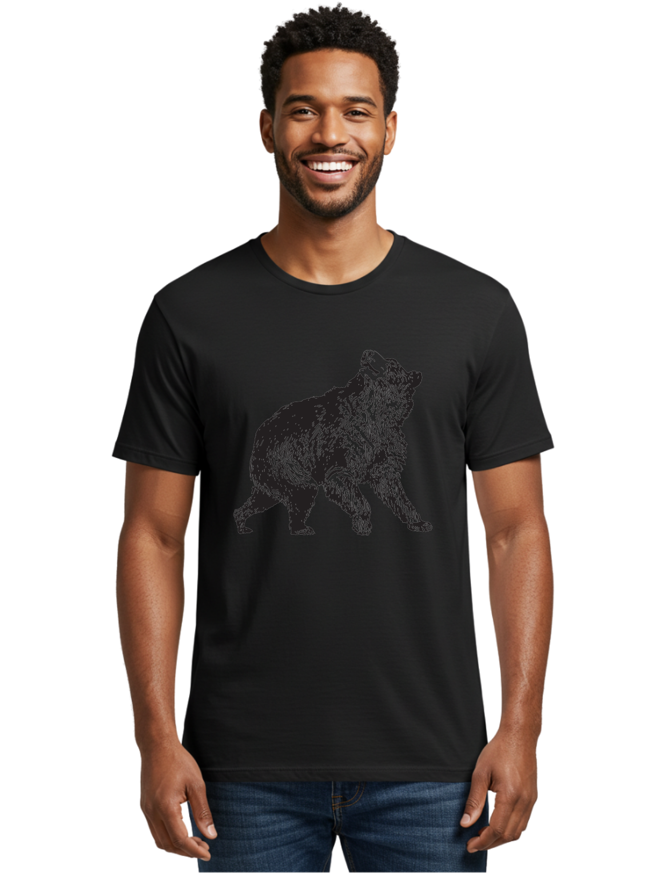 Howling-Wolf Men'S Graphic Tee, 100% Cotton, Comfortable Casual Summer Wear, Machine Washable, Bear Howling, Wild Animal, Wildlife Conservation, Furry Mammal, Roaring Bear, Animal Illustration, Wildlife Art Aad899 8