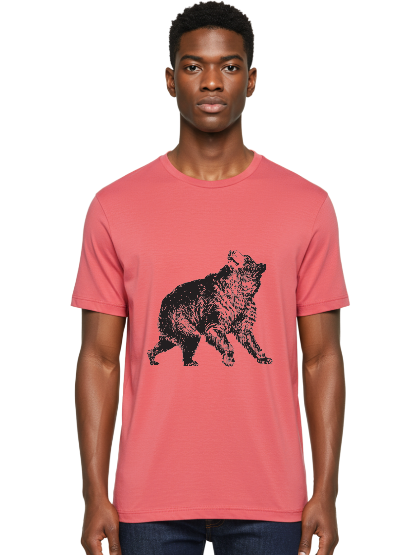 Howling-Wolf Men'S Graphic Tee, 100% Cotton, Comfortable Casual Summer Wear, Machine Washable, Bear Howling, Wild Animal, Wildlife Conservation, Furry Mammal, Roaring Bear, Animal Illustration, Wildlife Art Aad899 14