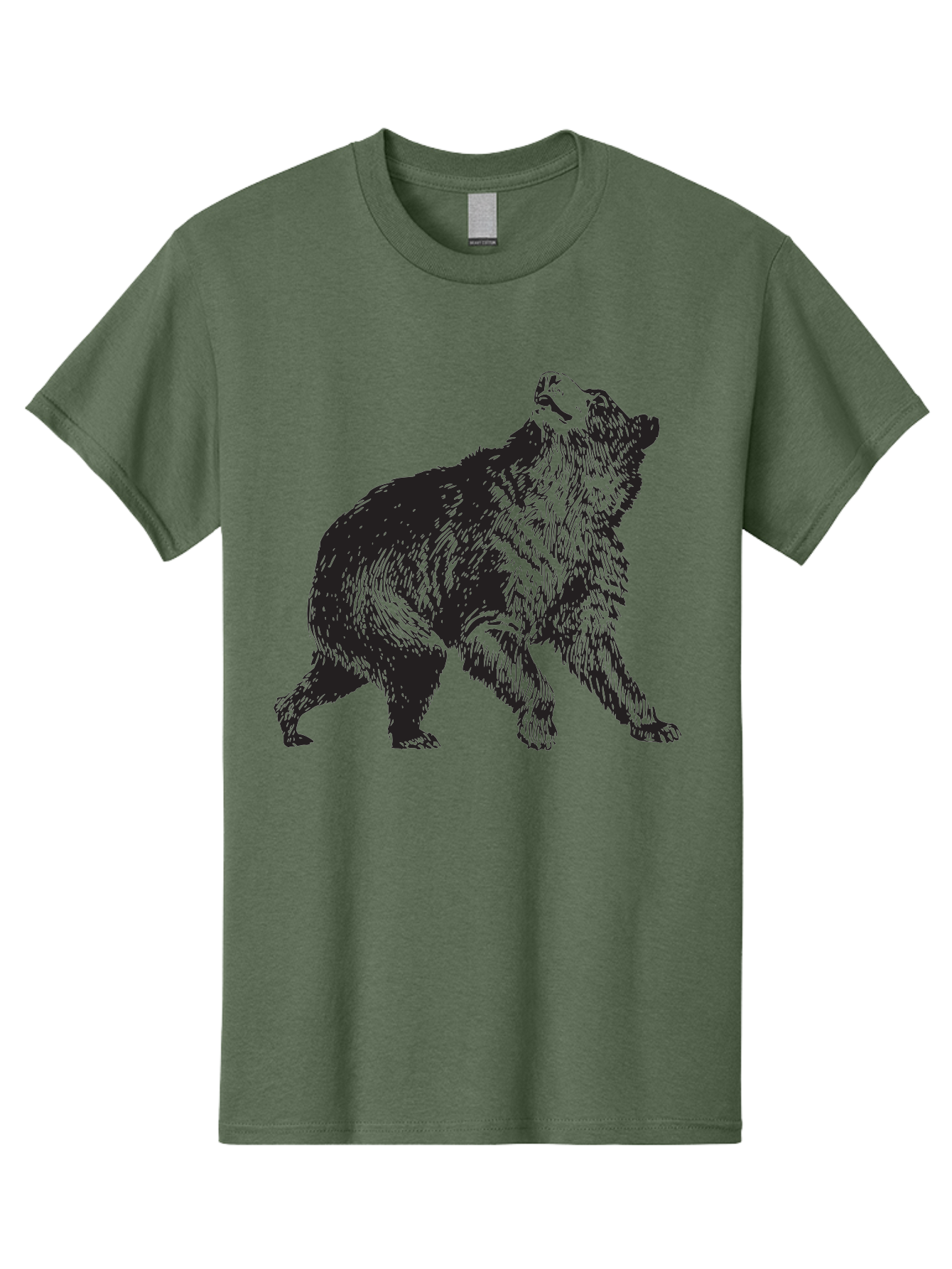 Howling-Wolf Men'S Graphic Tee, 100% Cotton, Comfortable Casual Summer Wear, Machine Washable, Bear Howling, Wild Animal, Wildlife Conservation, Furry Mammal, Roaring Bear, Animal Illustration, Wildlife Art Aad899 1