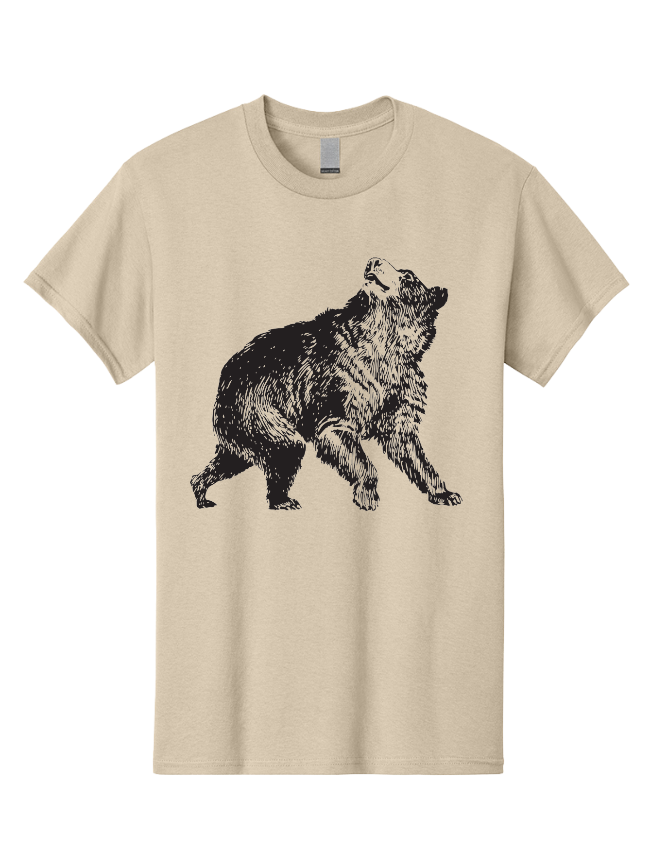 Howling-Wolf Men'S Graphic Tee, 100% Cotton, Comfortable Casual Summer Wear, Machine Washable, Bear Howling, Wild Animal, Wildlife Conservation, Furry Mammal, Roaring Bear, Animal Illustration, Wildlife Art Aad899 27