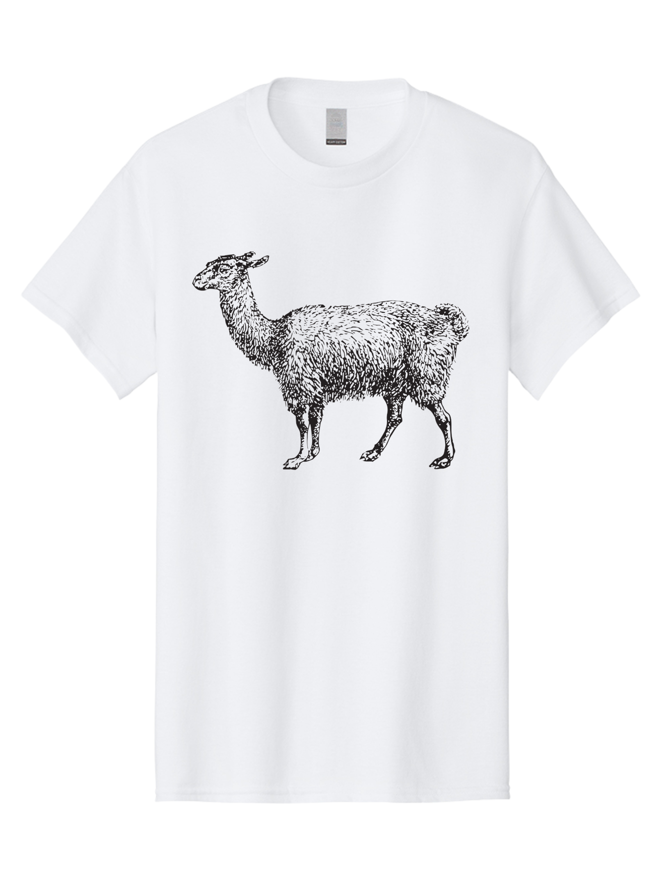 Llama Men'S Graphic Tee, 100% Cotton, Comfortable Casual Summer Wear, Machine Washable, Llama Illustration, Furry Animal, Woolly Texture, Standing Llama, Black And Green Graphic, Animal Art, Simple Design Aad912 7