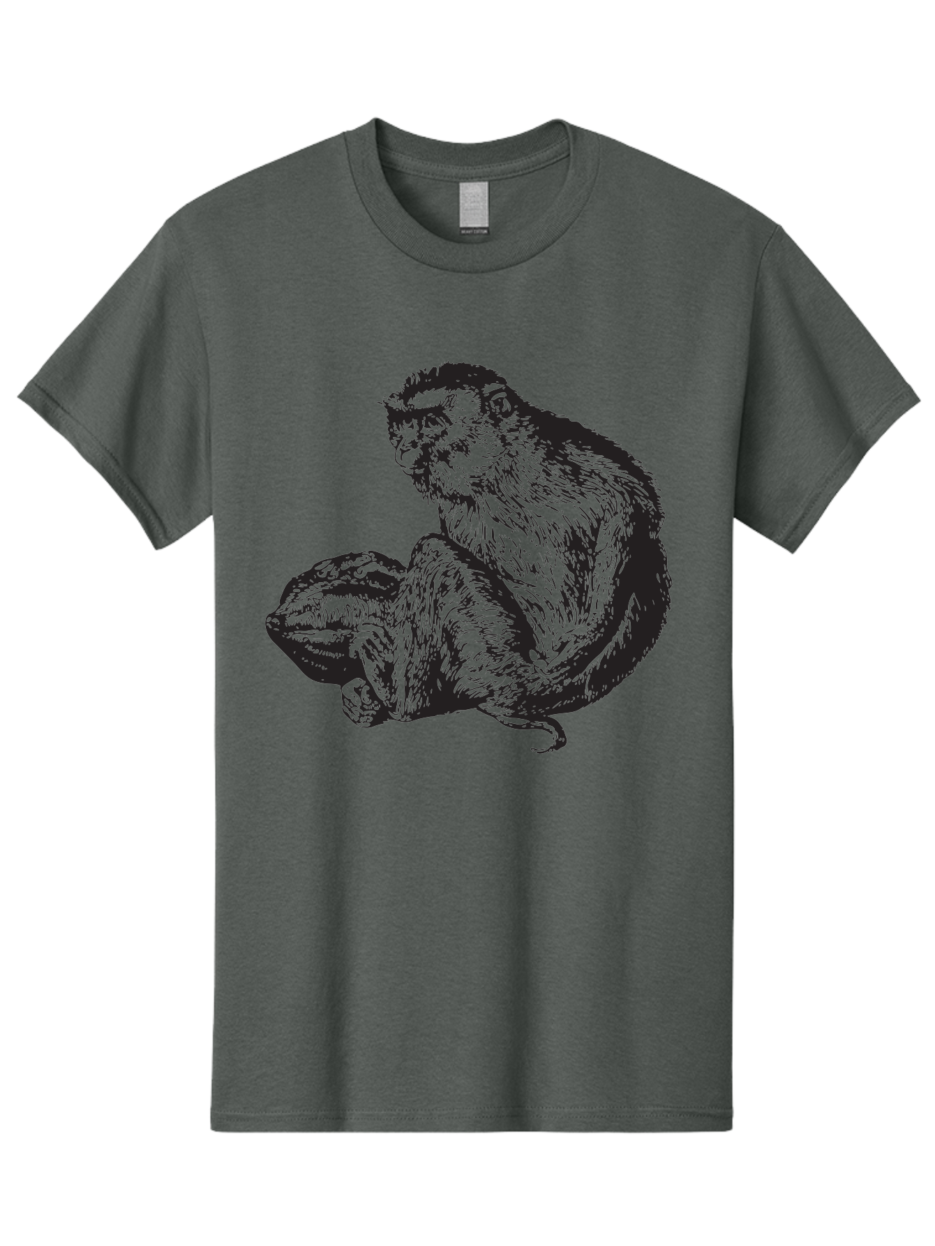 Monkey-And-Baby Men'S Graphic Tee, 100% Cotton, Comfortable Casual Summer Wear, Machine Washable, Monkey Holding Baby Monkey, Primate Love, Primate Family, Animal Bonding, Nurturing, Wildlife Illustration, Detailed Drawing Aad915 3