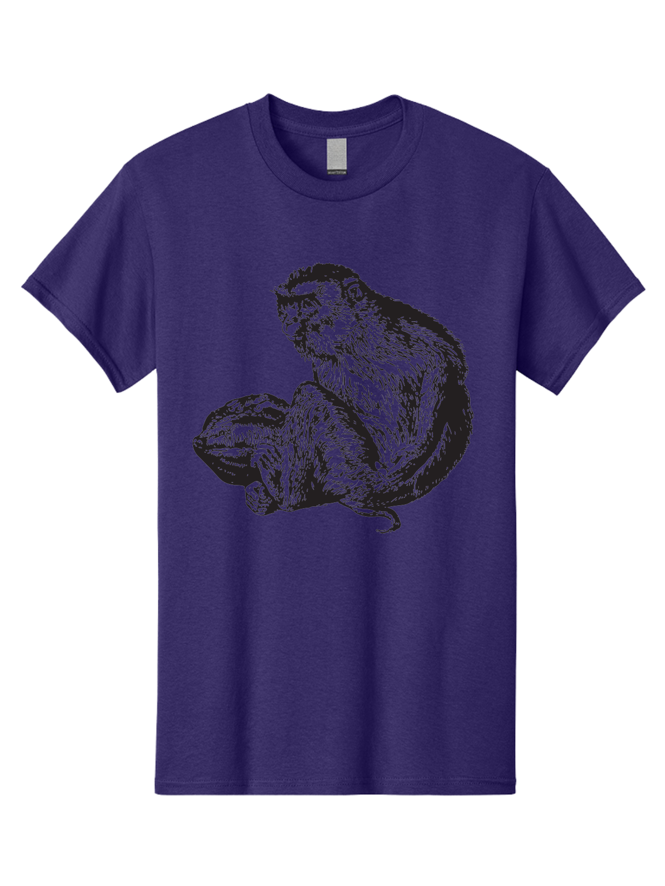 Monkey-And-Baby Men'S Graphic Tee, 100% Cotton, Comfortable Casual Summer Wear, Machine Washable, Monkey Holding Baby Monkey, Primate Love, Primate Family, Animal Bonding, Nurturing, Wildlife Illustration, Detailed Drawing Aad915 15