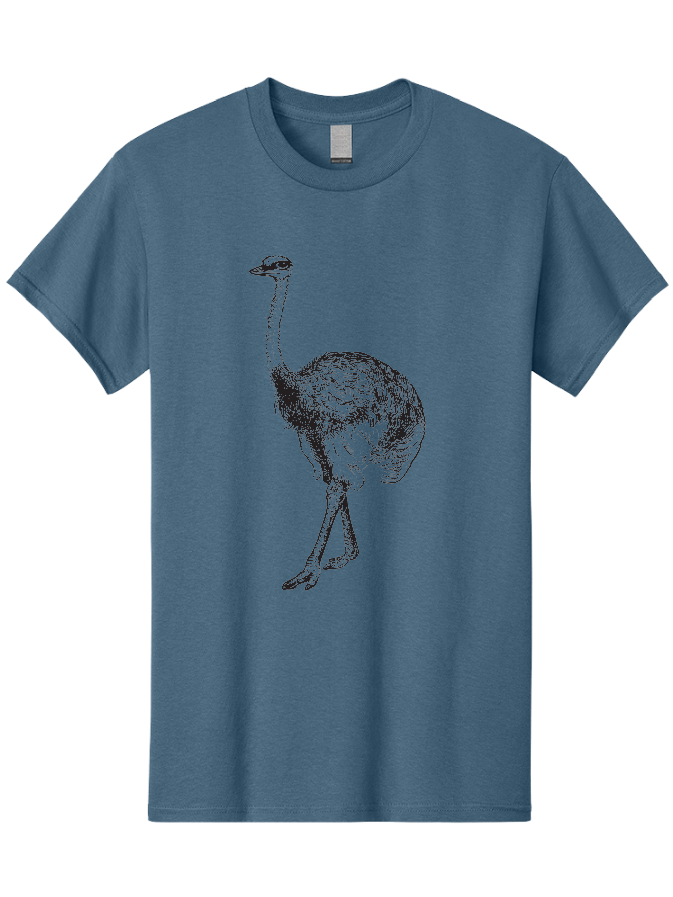 Ostrich-Illustration Men'S Graphic Tee, 100% Cotton, Comfortable Casual Summer Wear, Machine Washable, Ostrich Illustration, Bird Drawing, Wildlife Art, Long Neck, Large Bird, Natural History, Fauna, Wild Animal, Pen And Ink, Graphic Design Aad920 19