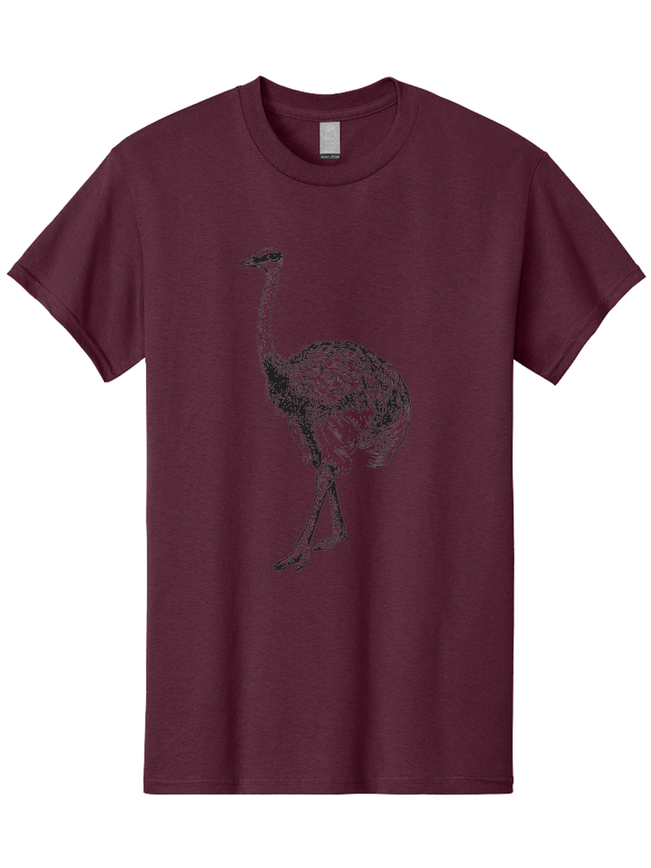 Ostrich-Illustration Men'S Graphic Tee, 100% Cotton, Comfortable Casual Summer Wear, Machine Washable, Ostrich Illustration, Bird Drawing, Wildlife Art, Long Neck, Large Bird, Natural History, Fauna, Wild Animal, Pen And Ink, Graphic Design Aad920 7