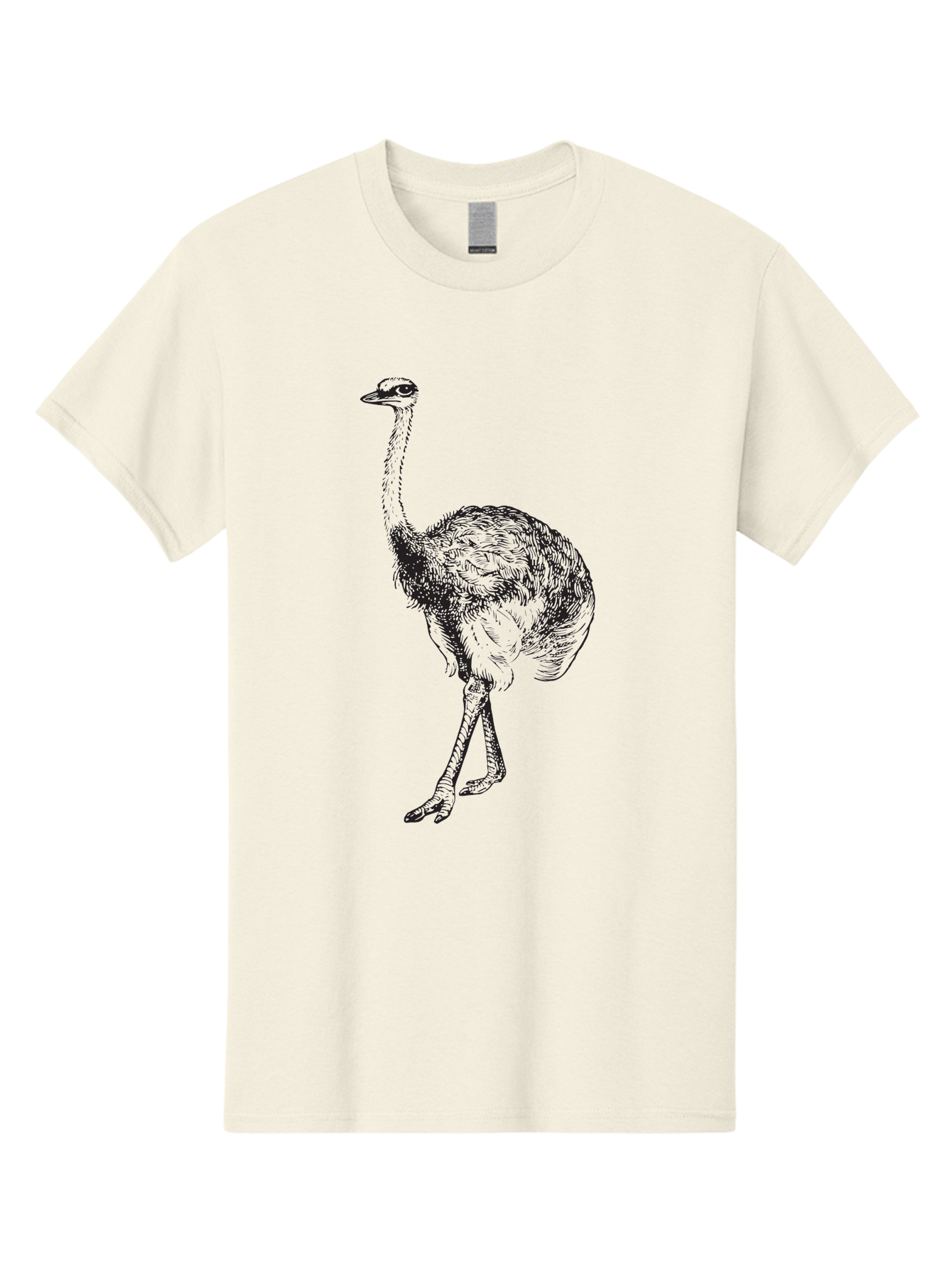 Ostrich-Illustration Men'S Graphic Tee, 100% Cotton, Comfortable Casual Summer Wear, Machine Washable, Ostrich Illustration, Bird Drawing, Wildlife Art, Long Neck, Large Bird, Natural History, Fauna, Wild Animal, Pen And Ink, Graphic Design Aad920 29