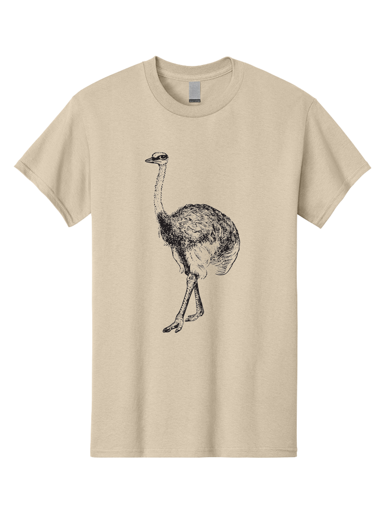 Ostrich-Illustration Men'S Graphic Tee, 100% Cotton, Comfortable Casual Summer Wear, Machine Washable, Ostrich Illustration, Bird Drawing, Wildlife Art, Long Neck, Large Bird, Natural History, Fauna, Wild Animal, Pen And Ink, Graphic Design Aad920 23