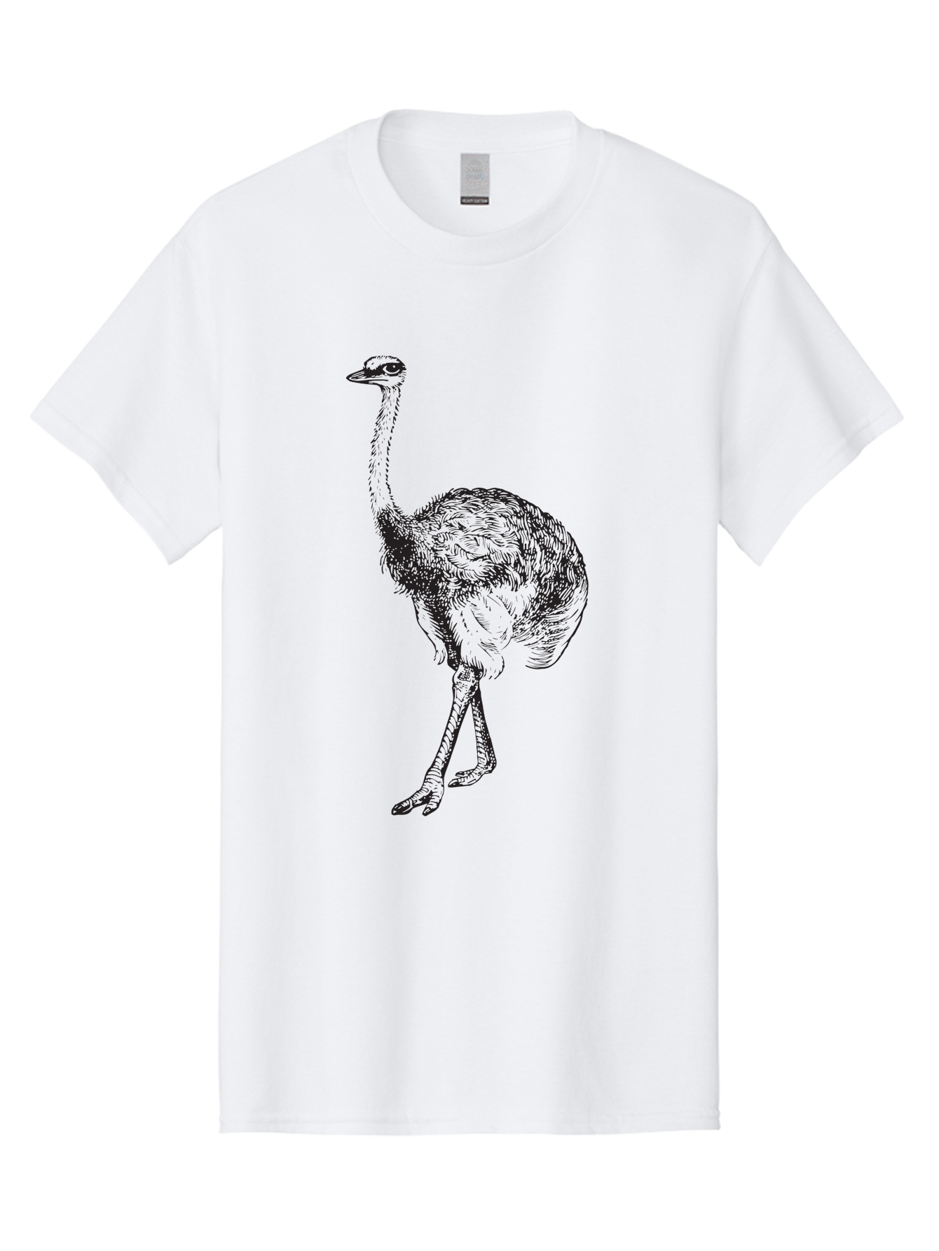 Ostrich-Illustration Men'S Graphic Tee, 100% Cotton, Comfortable Casual Summer Wear, Machine Washable, Ostrich Illustration, Bird Drawing, Wildlife Art, Long Neck, Large Bird, Natural History, Fauna, Wild Animal, Pen And Ink, Graphic Design Aad920 21