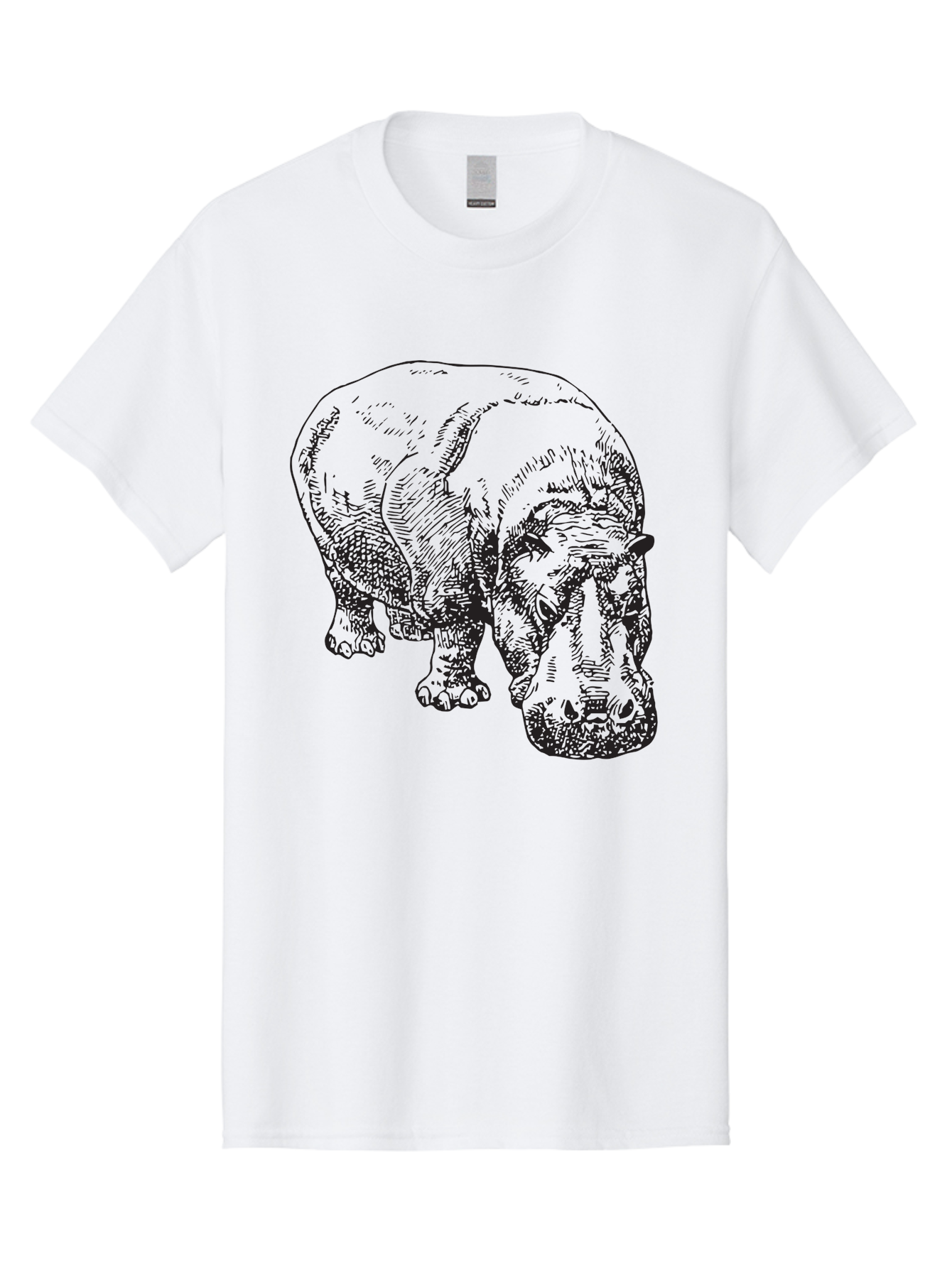 Rhinoceros-1 Men'S Graphic Tee, 100% Cotton, Comfortable Casual Summer Wear, Machine Washable, Rhinoceros Illustration, Detailed Drawing, Wildlife Art, Black And Green, Rhino Portrait, Wild Animal, Engraved Style, Nature Graphic, Animal Design Aad939 11