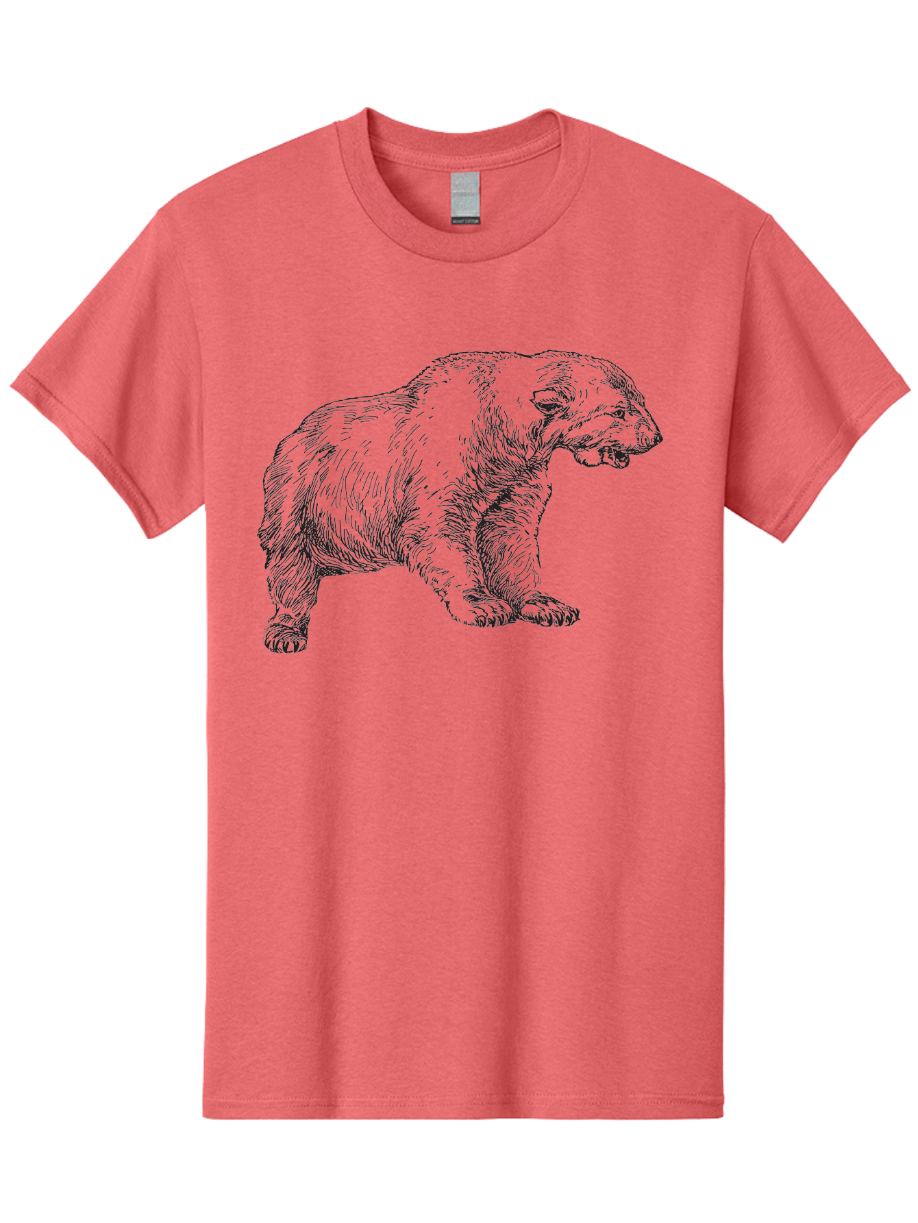 Short-Faced-Bear Men'S Graphic Tee, 100% Cotton, Comfortable Casual Summer Wear, Machine Washable, Lion Illustration, Vintage Drawing, Wildlife Art, Detailed Sketch, Animal Portrait, Furry Texture, Roaring Lion, Classic Artwork Aad947 5