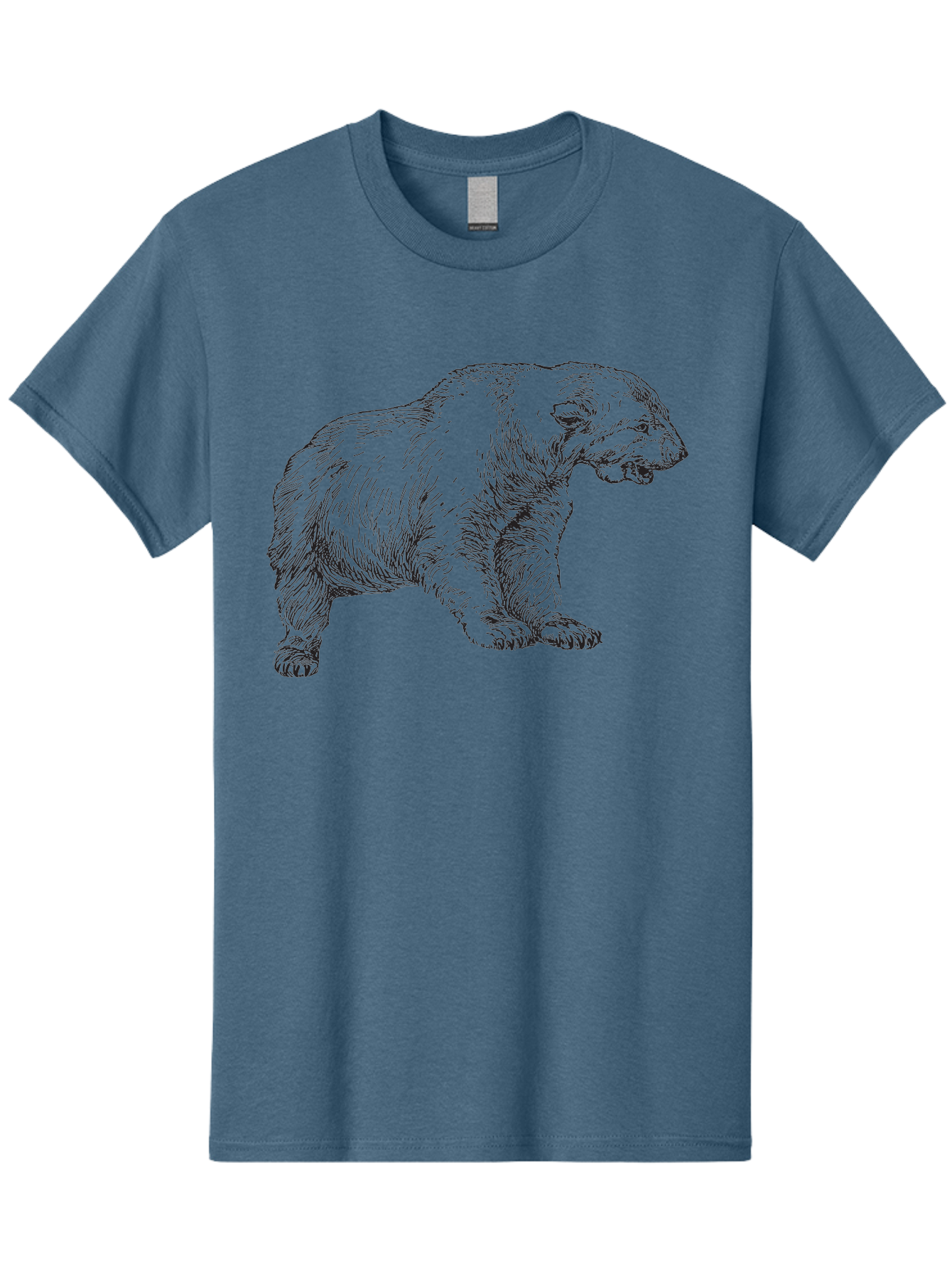 Short-Faced-Bear Men'S Graphic Tee, 100% Cotton, Comfortable Casual Summer Wear, Machine Washable, Lion Illustration, Vintage Drawing, Wildlife Art, Detailed Sketch, Animal Portrait, Furry Texture, Roaring Lion, Classic Artwork Aad947 23