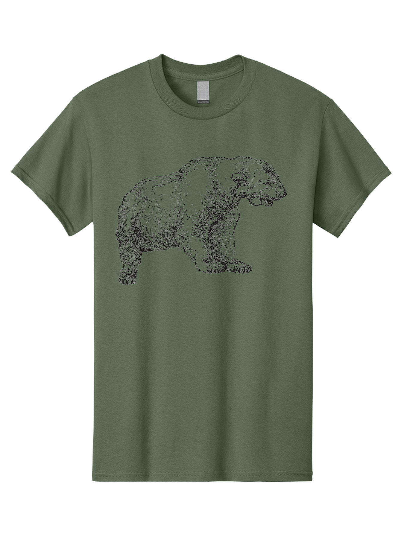 Short-Faced-Bear Men'S Graphic Tee, 100% Cotton, Comfortable Casual Summer Wear, Machine Washable, Lion Illustration, Vintage Drawing, Wildlife Art, Detailed Sketch, Animal Portrait, Furry Texture, Roaring Lion, Classic Artwork Aad947 27