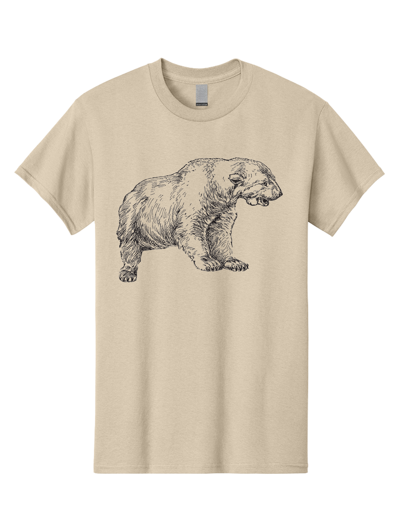 Short-Faced-Bear Men'S Graphic Tee, 100% Cotton, Comfortable Casual Summer Wear, Machine Washable, Lion Illustration, Vintage Drawing, Wildlife Art, Detailed Sketch, Animal Portrait, Furry Texture, Roaring Lion, Classic Artwork Aad947 19