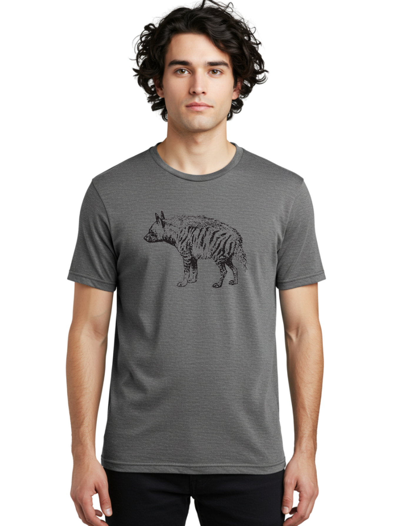 Thylacine Men'S Graphic Tee, 100% Cotton, Comfortable Casual Summer Wear, Machine Washable, Tasmanian Tiger, Extinct Animal, Wildlife Illustration, Striped Pattern, Marsupial, Wild Dog, Vintage Art, Black And Green, Historical Species Aad961 12
