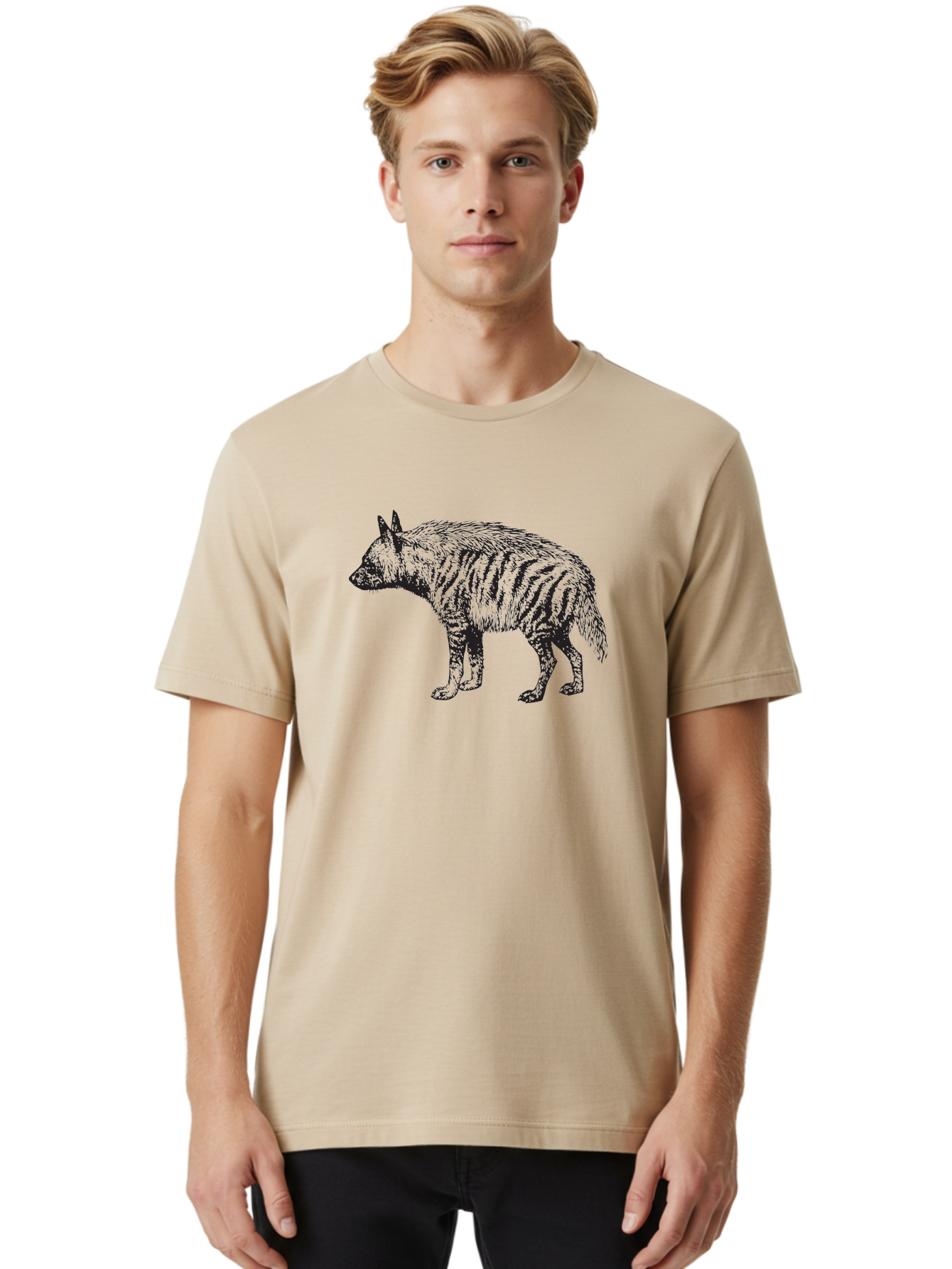 Thylacine Men'S Graphic Tee, 100% Cotton, Comfortable Casual Summer Wear, Machine Washable, Tasmanian Tiger, Extinct Animal, Wildlife Illustration, Striped Pattern, Marsupial, Wild Dog, Vintage Art, Black And Green, Historical Species Aad961 14