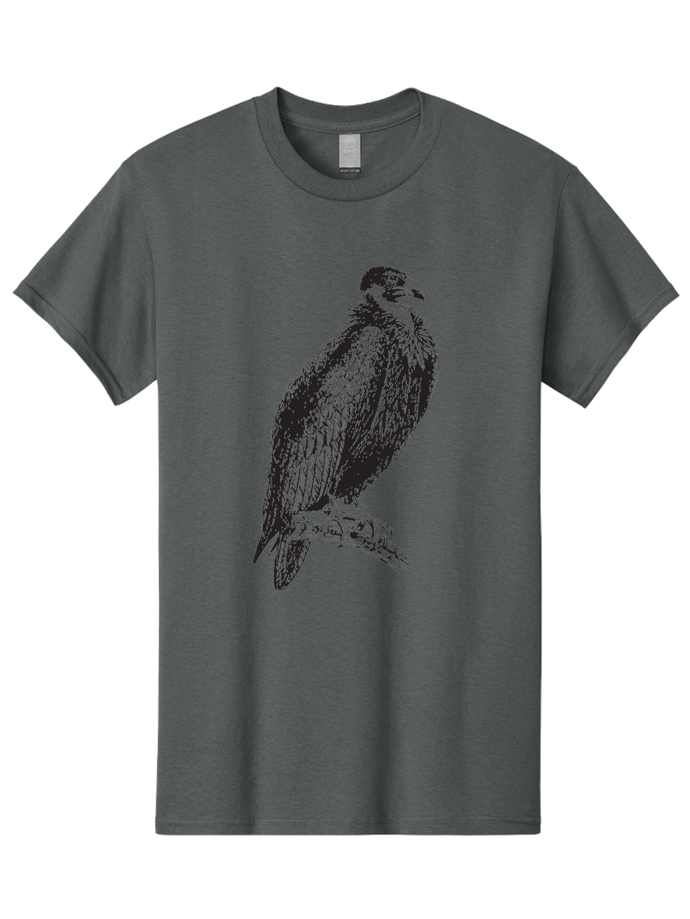 Vulture Men'S Graphic Tee, 100% Cotton, Comfortable Casual Summer Wear, Machine Washable, Vulture Perched On Branch, Bird Of Prey, Wildlife Illustration, Raptor, Sharp Talons, Feathers, Graphic Art, Wild Animal, Nature Sketch Aad965 7