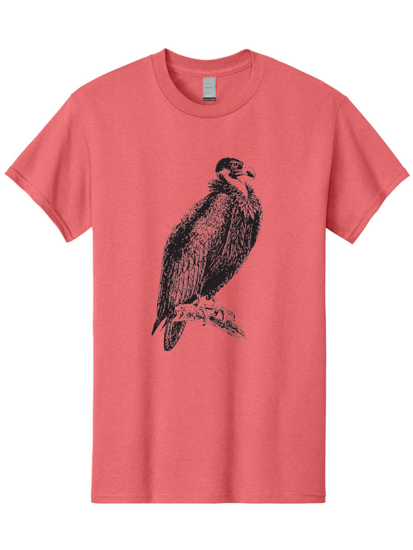 Vulture Men'S Graphic Tee, 100% Cotton, Comfortable Casual Summer Wear, Machine Washable, Vulture Perched On Branch, Bird Of Prey, Wildlife Illustration, Raptor, Sharp Talons, Feathers, Graphic Art, Wild Animal, Nature Sketch Aad965 17