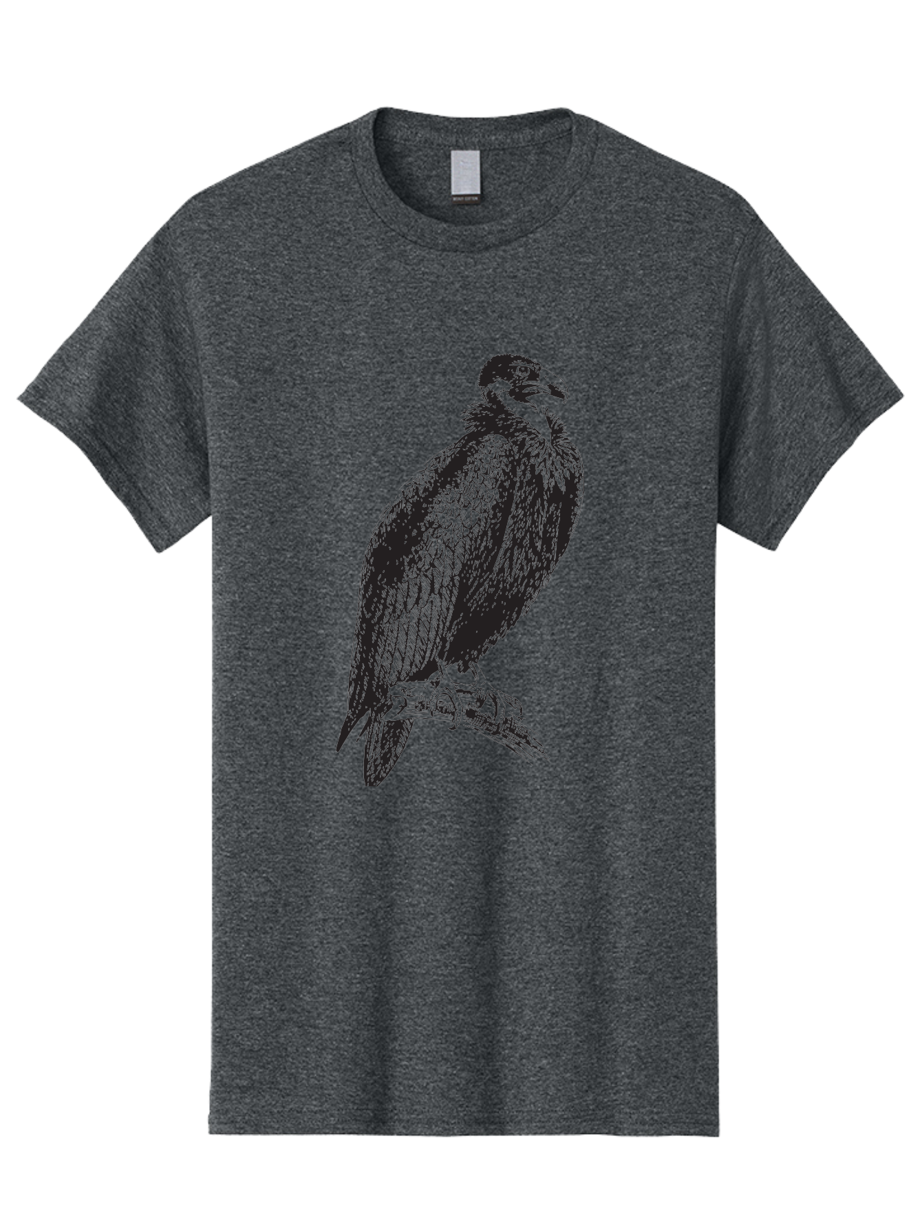 Vulture Men'S Graphic Tee, 100% Cotton, Comfortable Casual Summer Wear, Machine Washable, Vulture Perched On Branch, Bird Of Prey, Wildlife Illustration, Raptor, Sharp Talons, Feathers, Graphic Art, Wild Animal, Nature Sketch Aad965 11