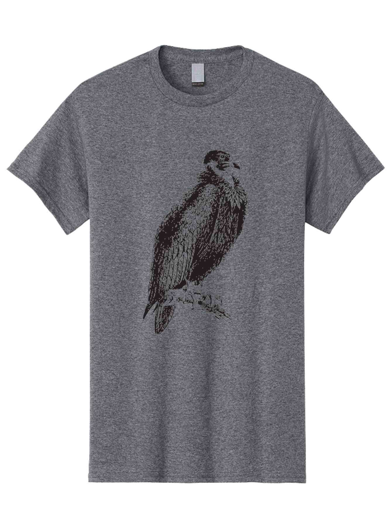 Vulture Men'S Graphic Tee, 100% Cotton, Comfortable Casual Summer Wear, Machine Washable, Vulture Perched On Branch, Bird Of Prey, Wildlife Illustration, Raptor, Sharp Talons, Feathers, Graphic Art, Wild Animal, Nature Sketch Aad965 25