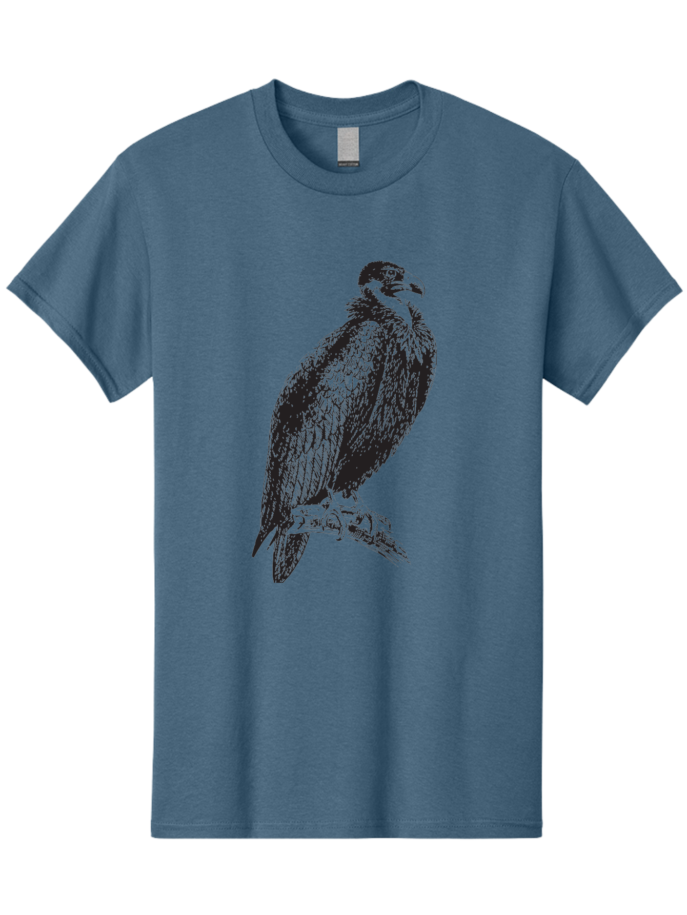 Vulture Men'S Graphic Tee, 100% Cotton, Comfortable Casual Summer Wear, Machine Washable, Vulture Perched On Branch, Bird Of Prey, Wildlife Illustration, Raptor, Sharp Talons, Feathers, Graphic Art, Wild Animal, Nature Sketch Aad965 3