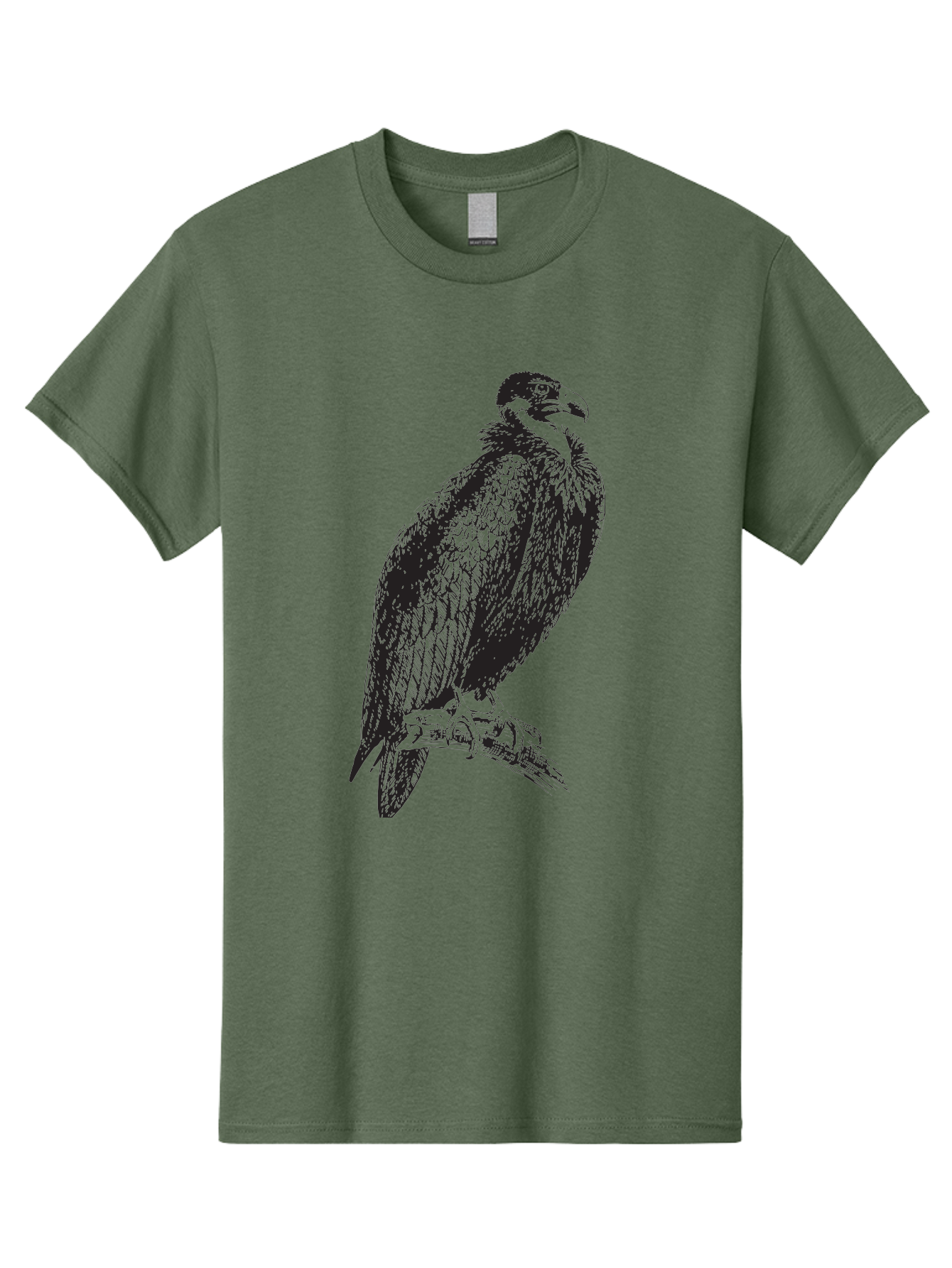 Vulture Men'S Graphic Tee, 100% Cotton, Comfortable Casual Summer Wear, Machine Washable, Vulture Perched On Branch, Bird Of Prey, Wildlife Illustration, Raptor, Sharp Talons, Feathers, Graphic Art, Wild Animal, Nature Sketch Aad965 23