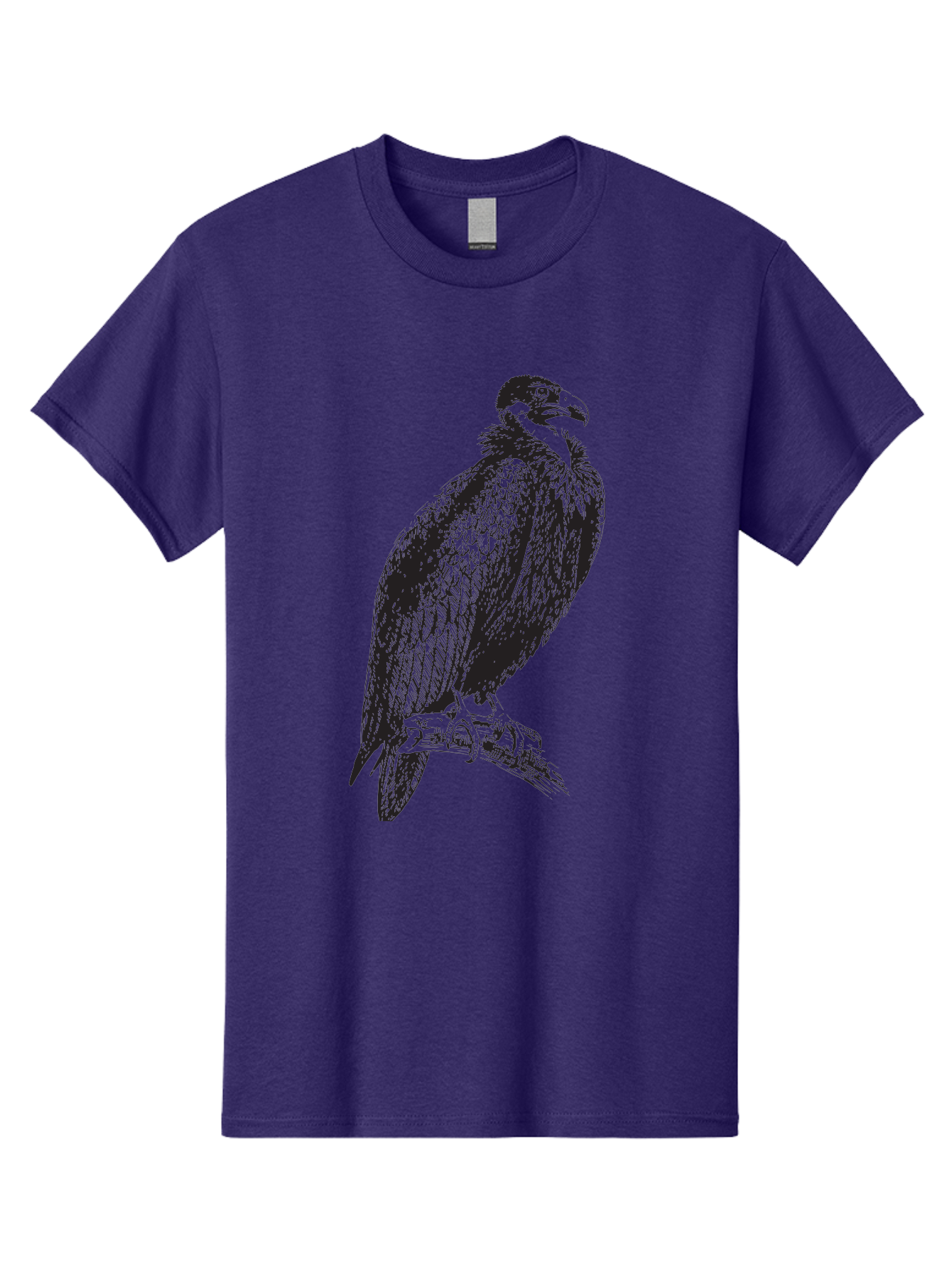 Vulture Men'S Graphic Tee, 100% Cotton, Comfortable Casual Summer Wear, Machine Washable, Vulture Perched On Branch, Bird Of Prey, Wildlife Illustration, Raptor, Sharp Talons, Feathers, Graphic Art, Wild Animal, Nature Sketch Aad965 9
