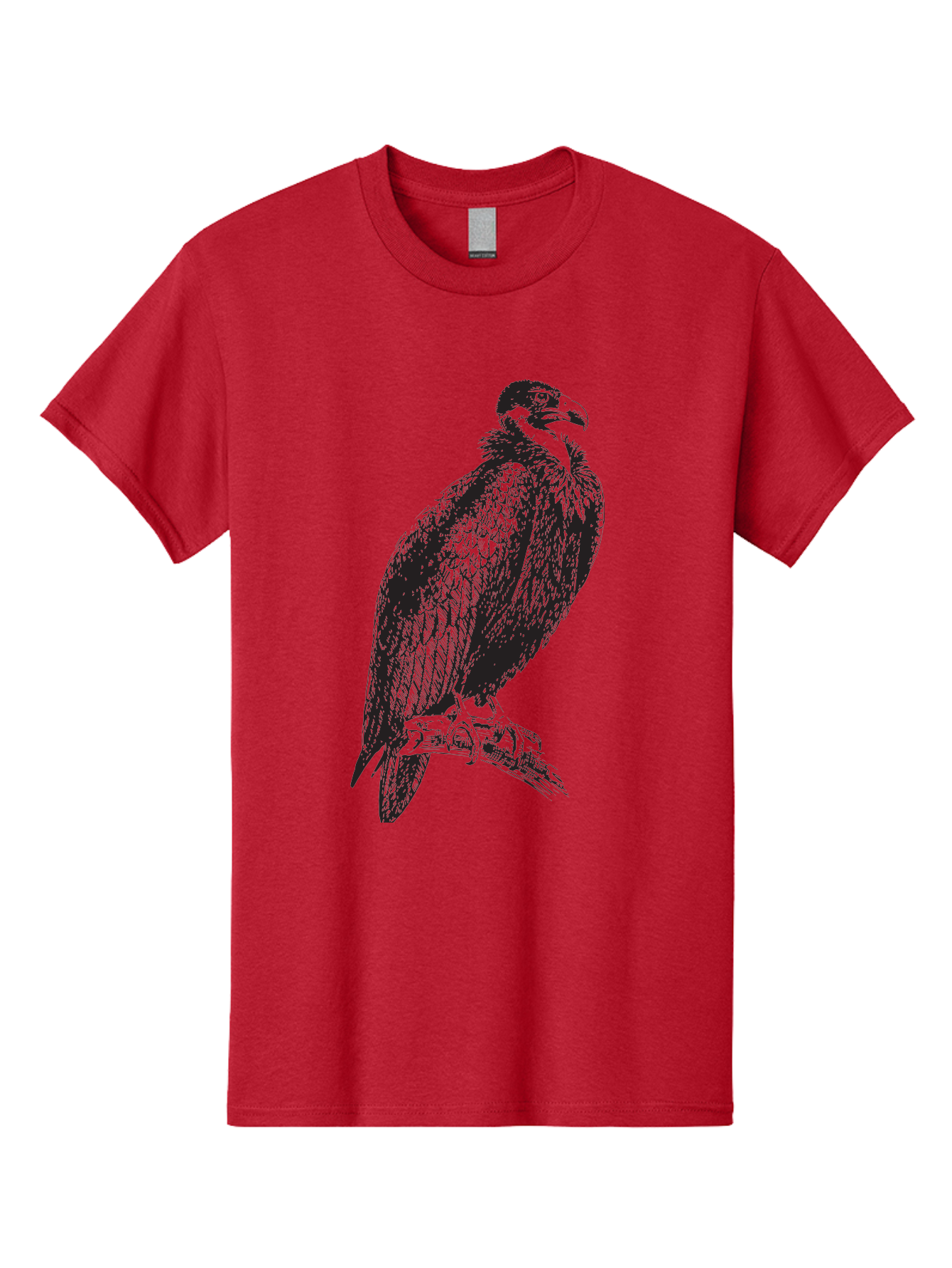 Vulture Men'S Graphic Tee, 100% Cotton, Comfortable Casual Summer Wear, Machine Washable, Vulture Perched On Branch, Bird Of Prey, Wildlife Illustration, Raptor, Sharp Talons, Feathers, Graphic Art, Wild Animal, Nature Sketch Aad965 27