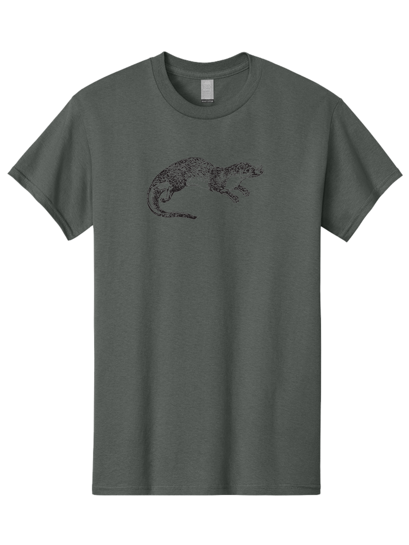 Weasel Men'S Graphic Tee, 100% Cotton, Comfortable Casual Summer Wear, Machine Washable, Mongoose Animal, Wildlife Illustration, Hatching Texture, Black And Green, Carnivorous Mammal, Whiskers, Dynamic Pose, Detailed Artwork, Fur Texture Aad966 13