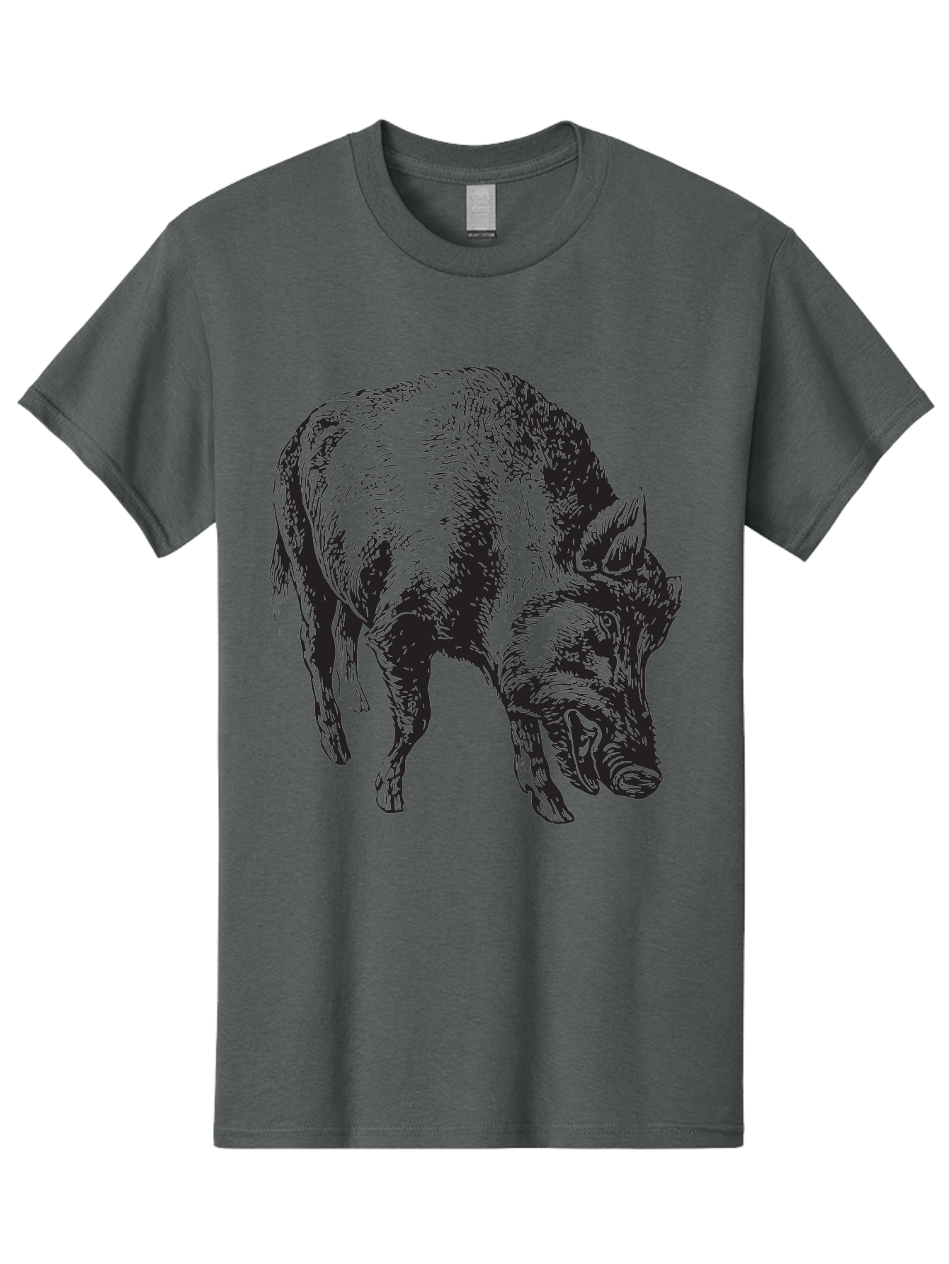 Wild-Boar Men'S Graphic Tee, 100% Cotton, Comfortable Casual Summer Wear, Machine Washable, Wild Boar, Animal Portrait, Wildlife Illustration, Mammal Artwork, Forest Creature, Detailed Drawing, Rustic Style, Monochrome Illustration, Boar Head, Aad967 5