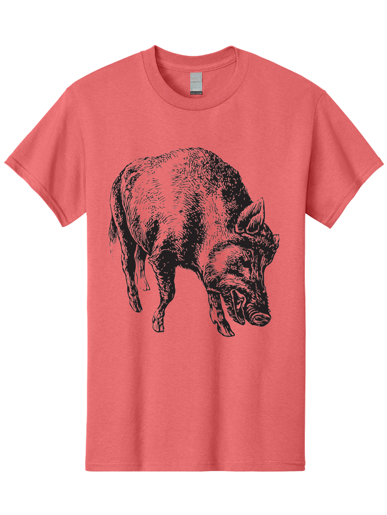 Wild-Boar Men'S Graphic Tee, 100% Cotton, Comfortable Casual Summer Wear, Machine Washable, Wild Boar, Animal Portrait, Wildlife Illustration, Mammal Artwork, Forest Creature, Detailed Drawing, Rustic Style, Monochrome Illustration, Boar Head, Aad967 25