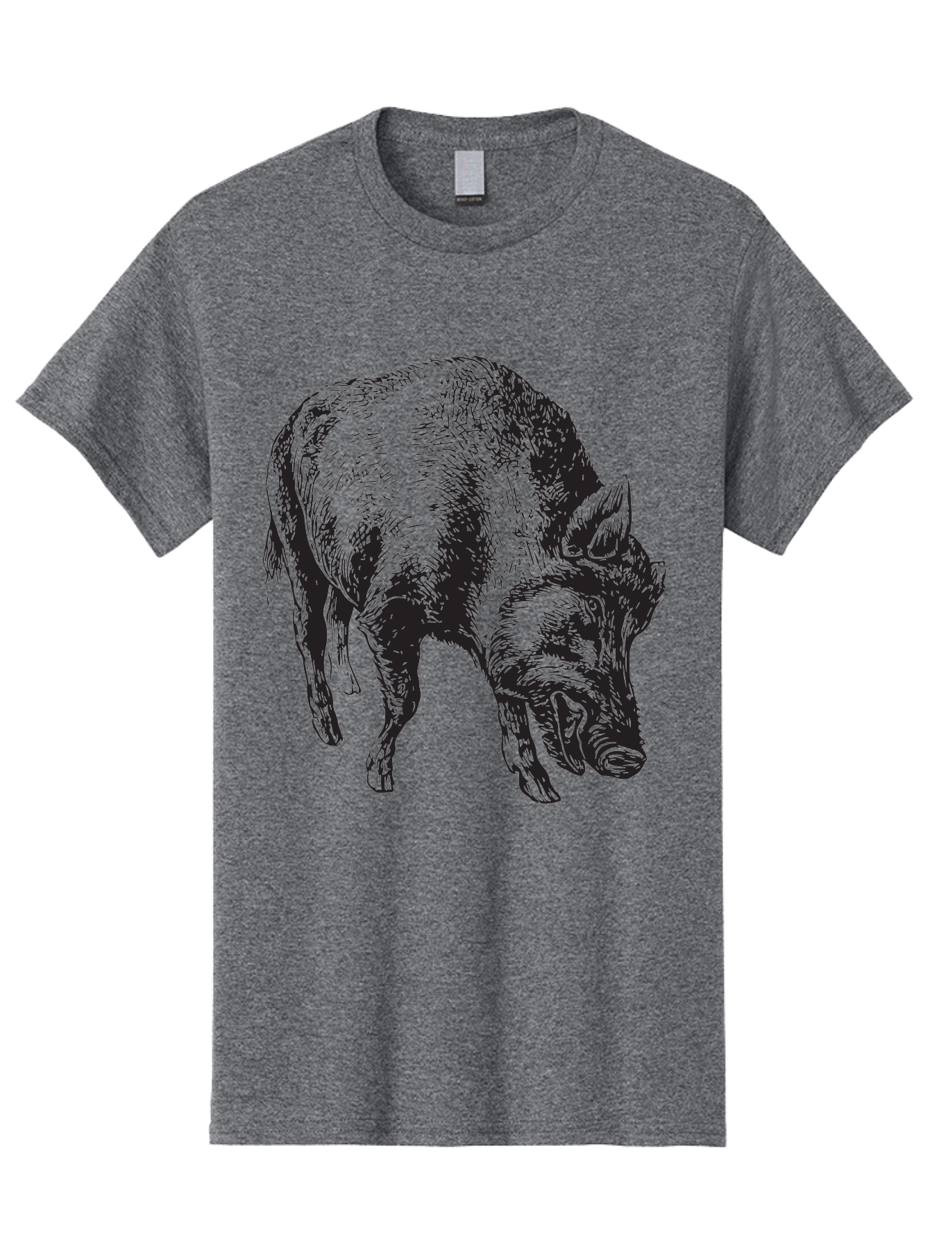 Wild-Boar Men'S Graphic Tee, 100% Cotton, Comfortable Casual Summer Wear, Machine Washable, Wild Boar, Animal Portrait, Wildlife Illustration, Mammal Artwork, Forest Creature, Detailed Drawing, Rustic Style, Monochrome Illustration, Boar Head, Aad967 19