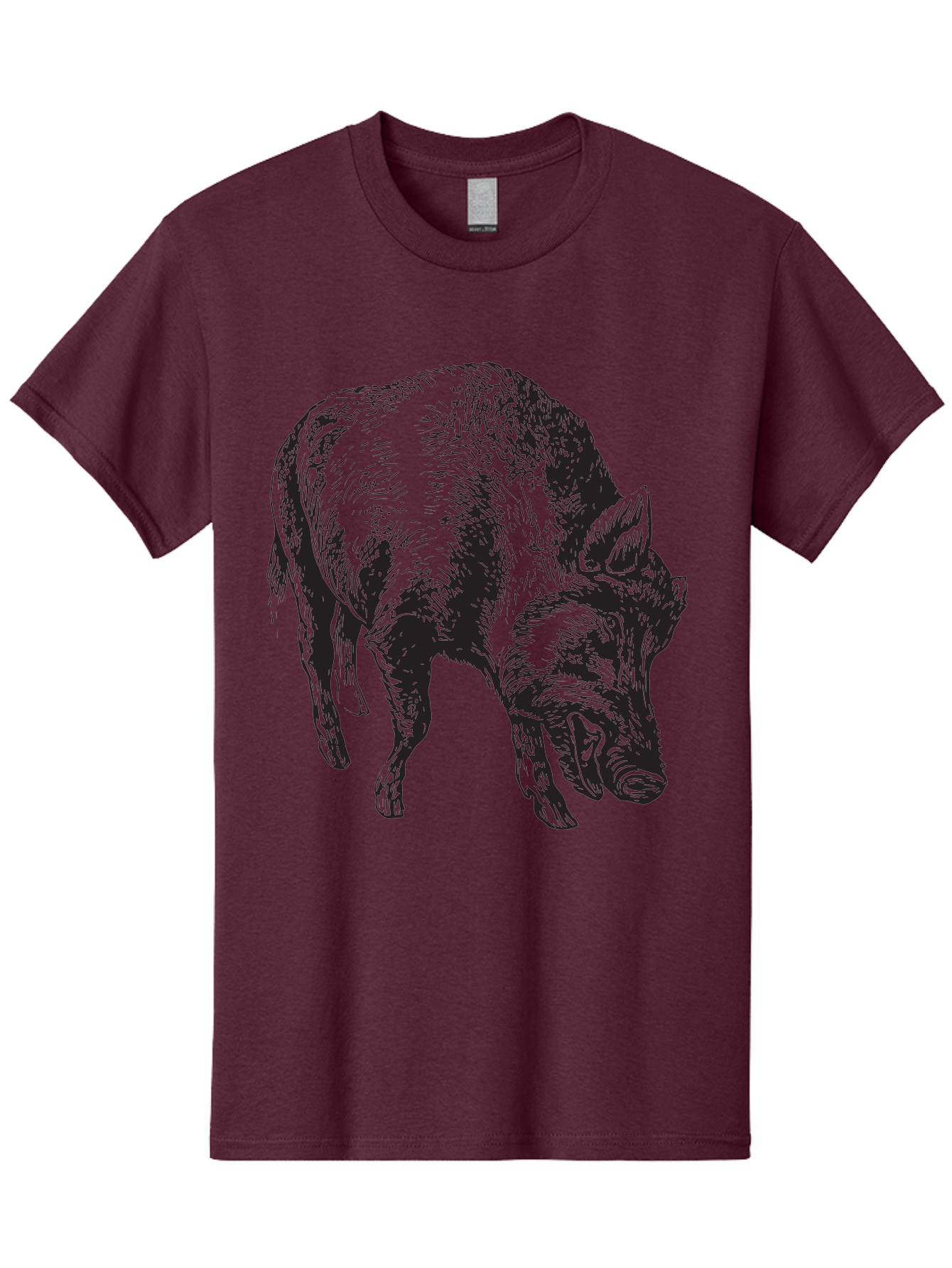Wild-Boar Men'S Graphic Tee, 100% Cotton, Comfortable Casual Summer Wear, Machine Washable, Wild Boar, Animal Portrait, Wildlife Illustration, Mammal Artwork, Forest Creature, Detailed Drawing, Rustic Style, Monochrome Illustration, Boar Head, Aad967 21