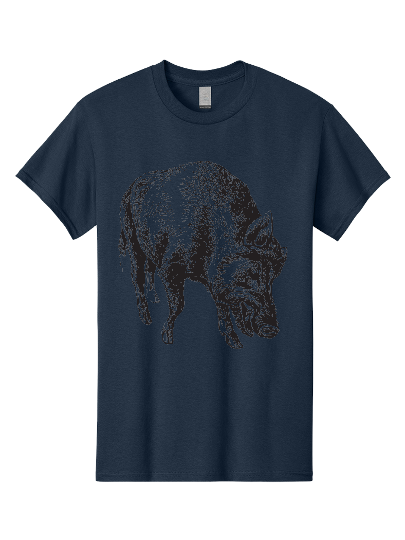 Wild-Boar Men'S Graphic Tee, 100% Cotton, Comfortable Casual Summer Wear, Machine Washable, Wild Boar, Animal Portrait, Wildlife Illustration, Mammal Artwork, Forest Creature, Detailed Drawing, Rustic Style, Monochrome Illustration, Boar Head, Aad967 23