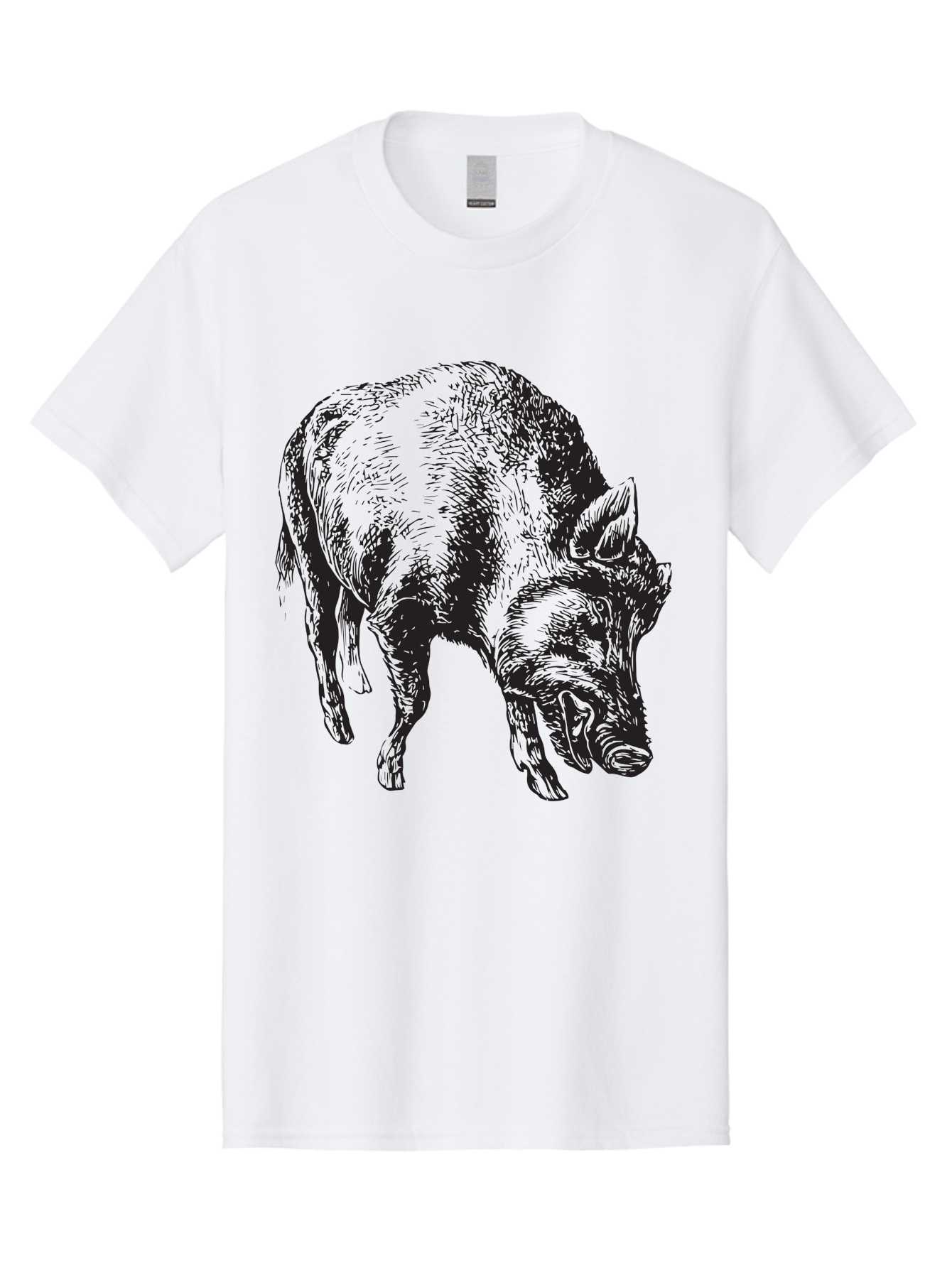 Wild-Boar Men'S Graphic Tee, 100% Cotton, Comfortable Casual Summer Wear, Machine Washable, Wild Boar, Animal Portrait, Wildlife Illustration, Mammal Artwork, Forest Creature, Detailed Drawing, Rustic Style, Monochrome Illustration, Boar Head, Aad967 13