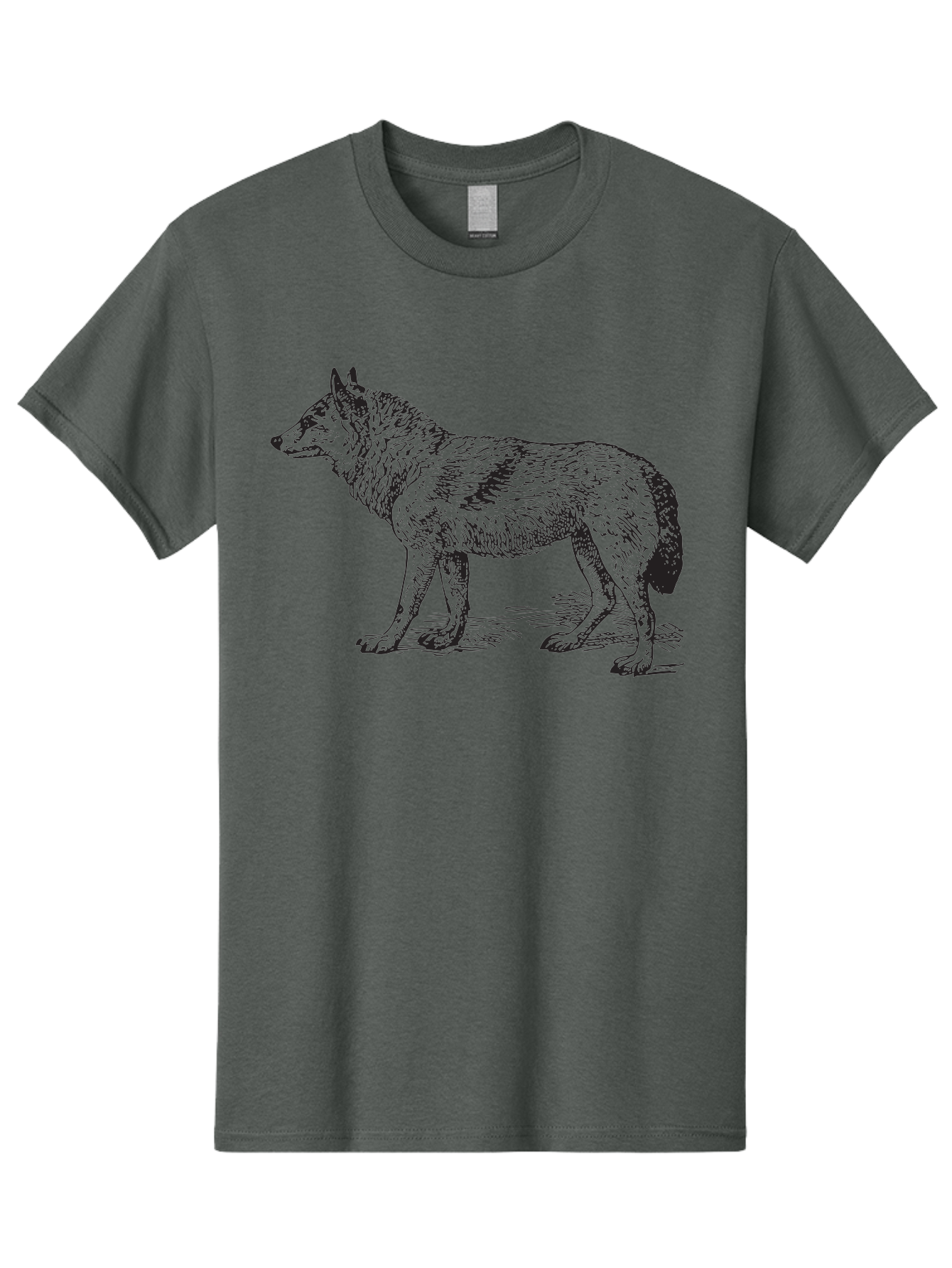 Wolf Men'S Graphic Tee, 100% Cotton, Comfortable Casual Summer Wear, Machine Washable, Wild Animal, Wolf Silhouette, Hand-Drawn Illustration, Wildlife Art, Animal Graphics, Simple Design, Line Art, Wildlife Symbol Aad968 27