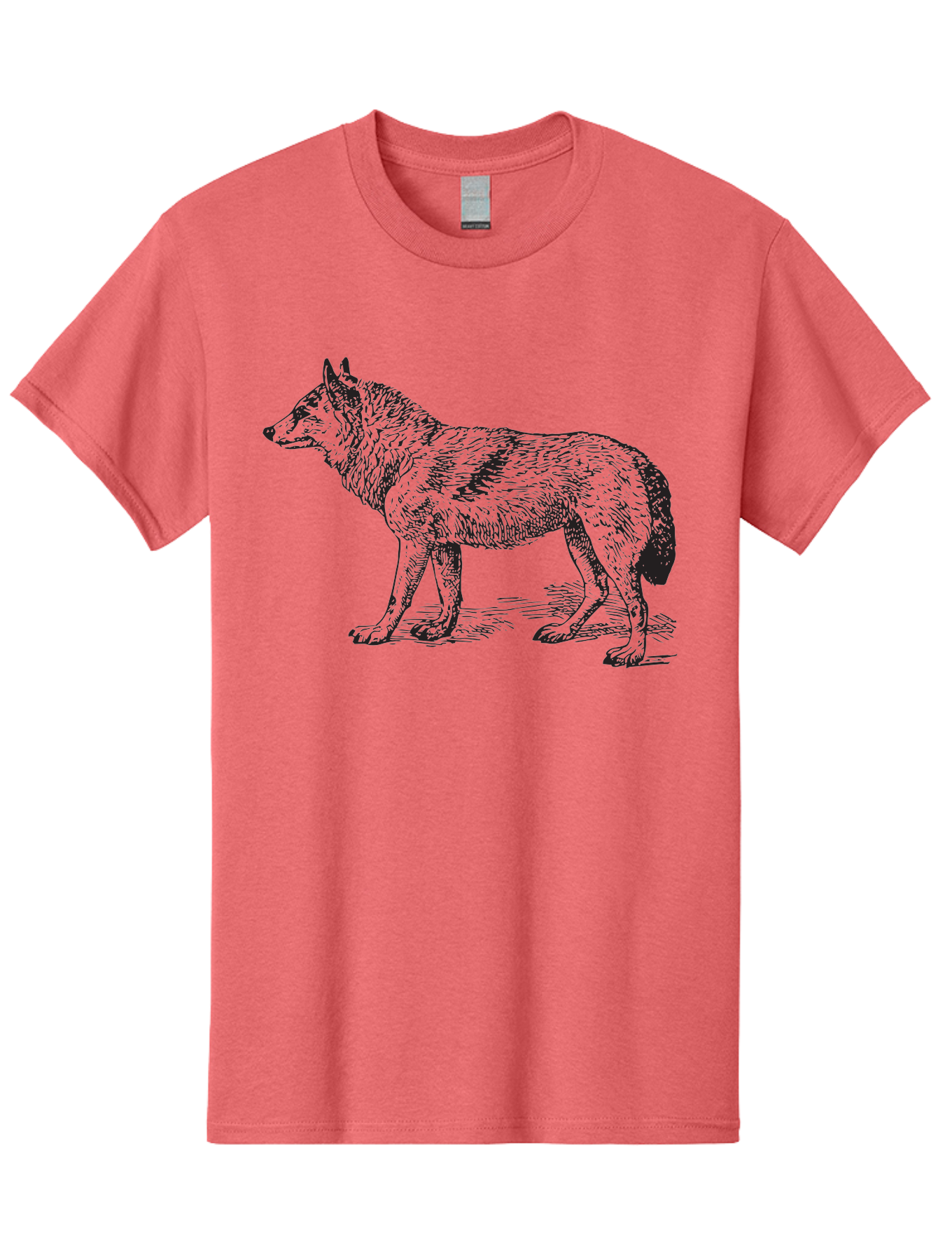 Wolf Men'S Graphic Tee, 100% Cotton, Comfortable Casual Summer Wear, Machine Washable, Wild Animal, Wolf Silhouette, Hand-Drawn Illustration, Wildlife Art, Animal Graphics, Simple Design, Line Art, Wildlife Symbol Aad968 1