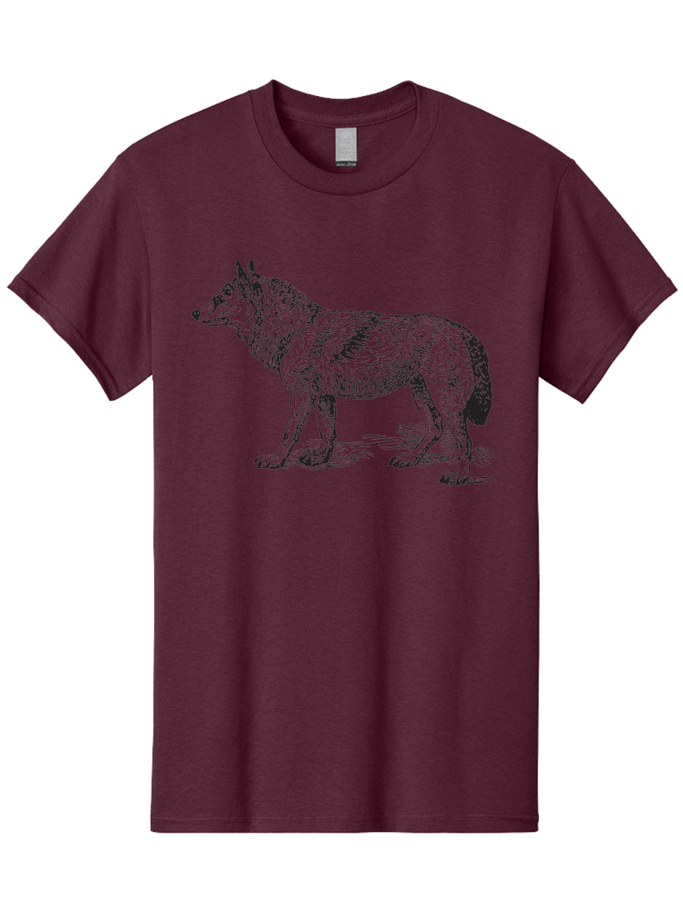 Wolf Men'S Graphic Tee, 100% Cotton, Comfortable Casual Summer Wear, Machine Washable, Wild Animal, Wolf Silhouette, Hand-Drawn Illustration, Wildlife Art, Animal Graphics, Simple Design, Line Art, Wildlife Symbol Aad968 17