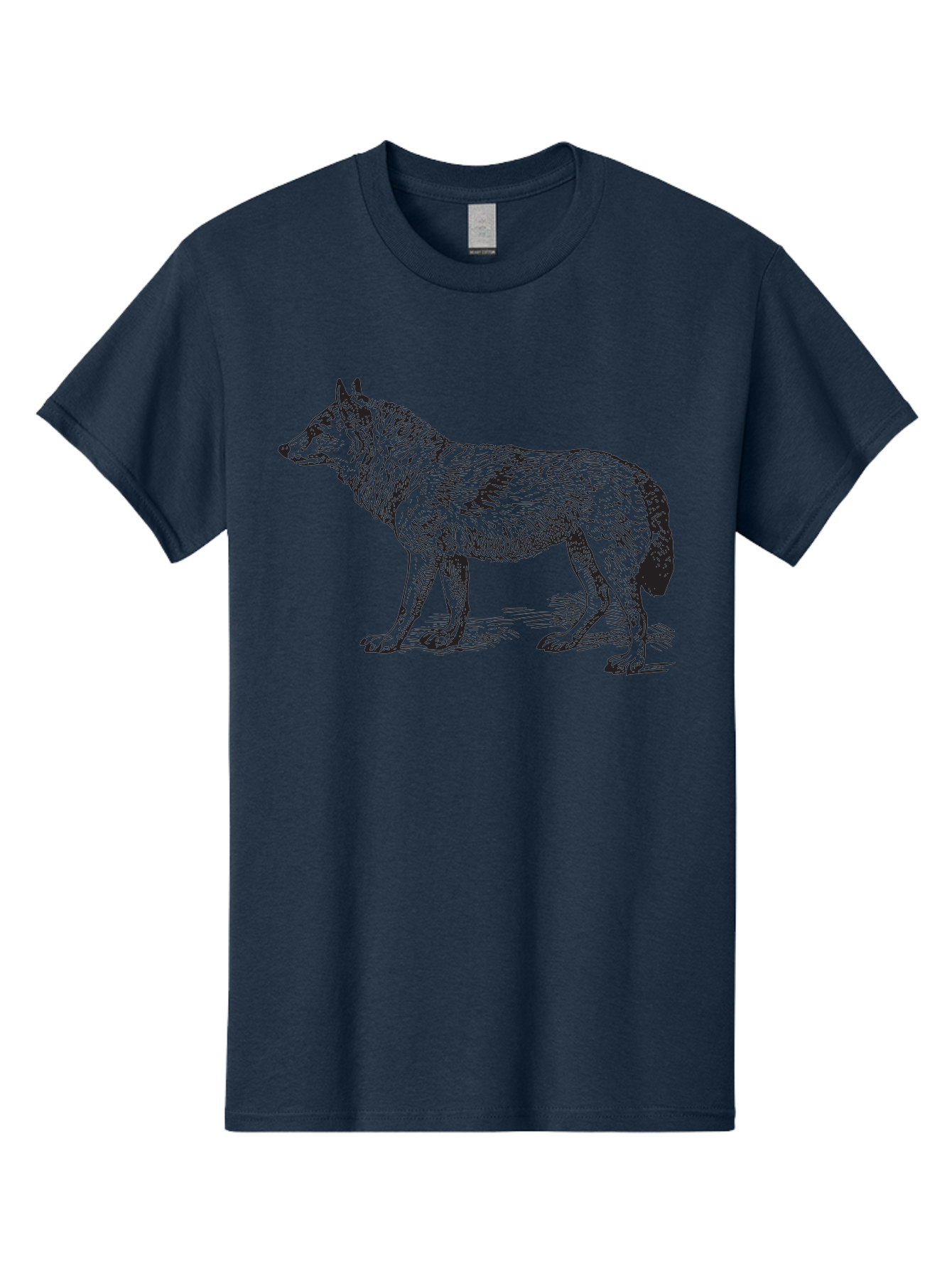 Wolf Men'S Graphic Tee, 100% Cotton, Comfortable Casual Summer Wear, Machine Washable, Wild Animal, Wolf Silhouette, Hand-Drawn Illustration, Wildlife Art, Animal Graphics, Simple Design, Line Art, Wildlife Symbol Aad968 23