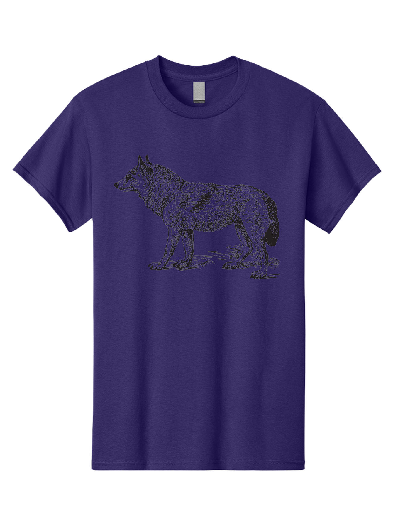 Wolf Men'S Graphic Tee, 100% Cotton, Comfortable Casual Summer Wear, Machine Washable, Wild Animal, Wolf Silhouette, Hand-Drawn Illustration, Wildlife Art, Animal Graphics, Simple Design, Line Art, Wildlife Symbol Aad968 7