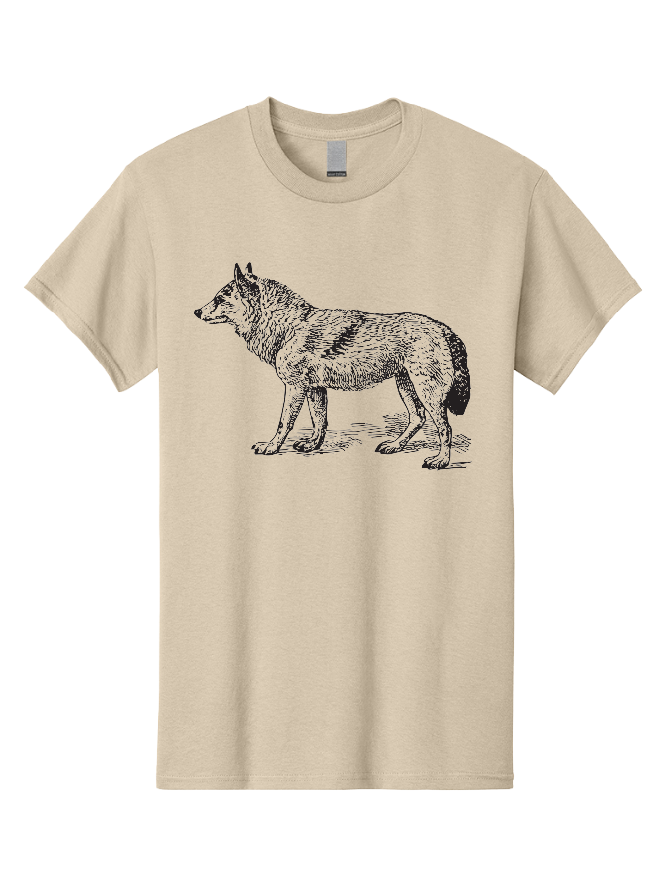 Wolf Men'S Graphic Tee, 100% Cotton, Comfortable Casual Summer Wear, Machine Washable, Wild Animal, Wolf Silhouette, Hand-Drawn Illustration, Wildlife Art, Animal Graphics, Simple Design, Line Art, Wildlife Symbol Aad968 21