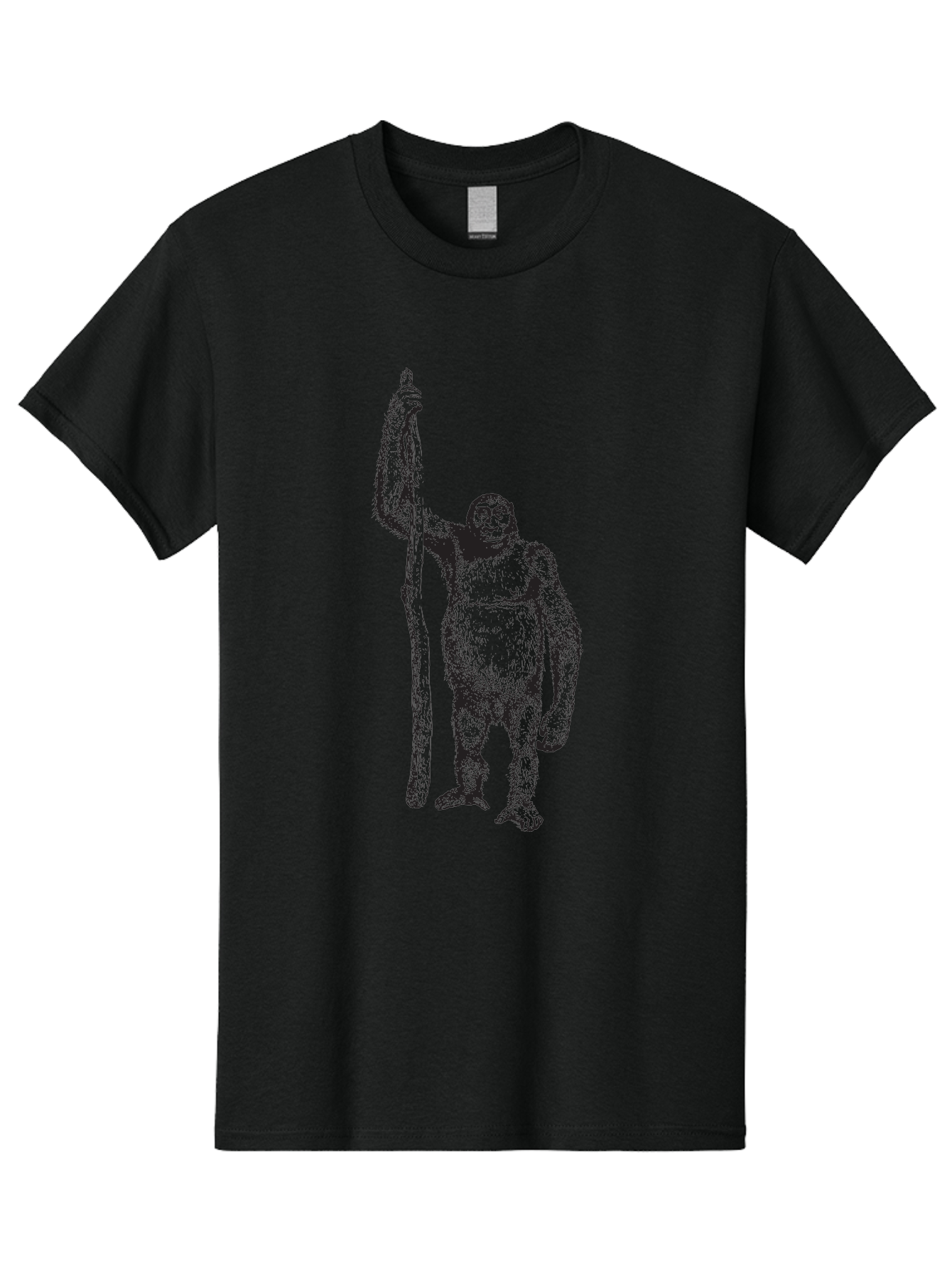 Yeti-With-Staff Men'S Graphic Tee, 100% Cotton, Comfortable Casual Summer Wear, Machine Washable, Gorilla With Stick, Wild Primate, Powerful Animal, Strong Creature, Monkey With Club, Wildlife Illustration, Primate Art, Animal Graphics Aad969 19