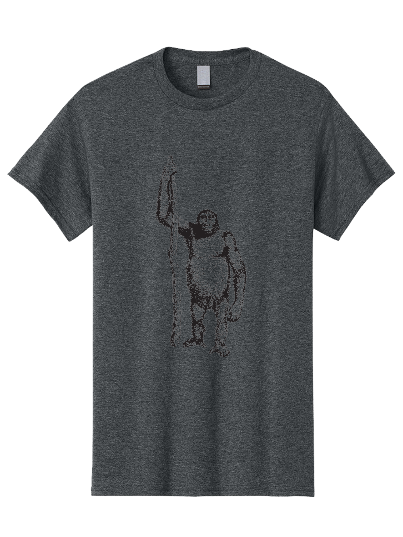 Yeti-With-Staff Men'S Graphic Tee, 100% Cotton, Comfortable Casual Summer Wear, Machine Washable, Gorilla With Stick, Wild Primate, Powerful Animal, Strong Creature, Monkey With Club, Wildlife Illustration, Primate Art, Animal Graphics Aad969 11