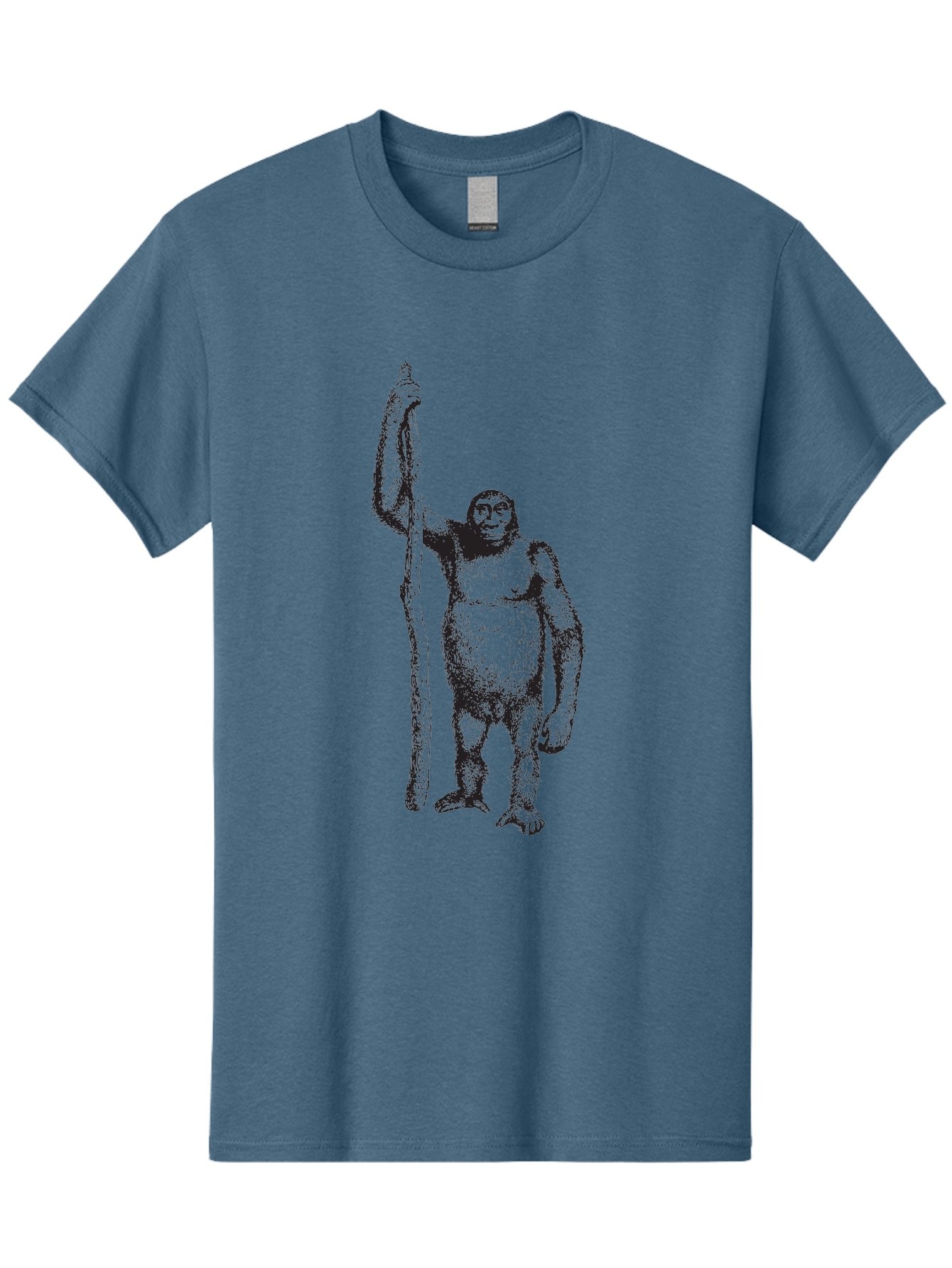 Yeti-With-Staff Men'S Graphic Tee, 100% Cotton, Comfortable Casual Summer Wear, Machine Washable, Gorilla With Stick, Wild Primate, Powerful Animal, Strong Creature, Monkey With Club, Wildlife Illustration, Primate Art, Animal Graphics Aad969 27