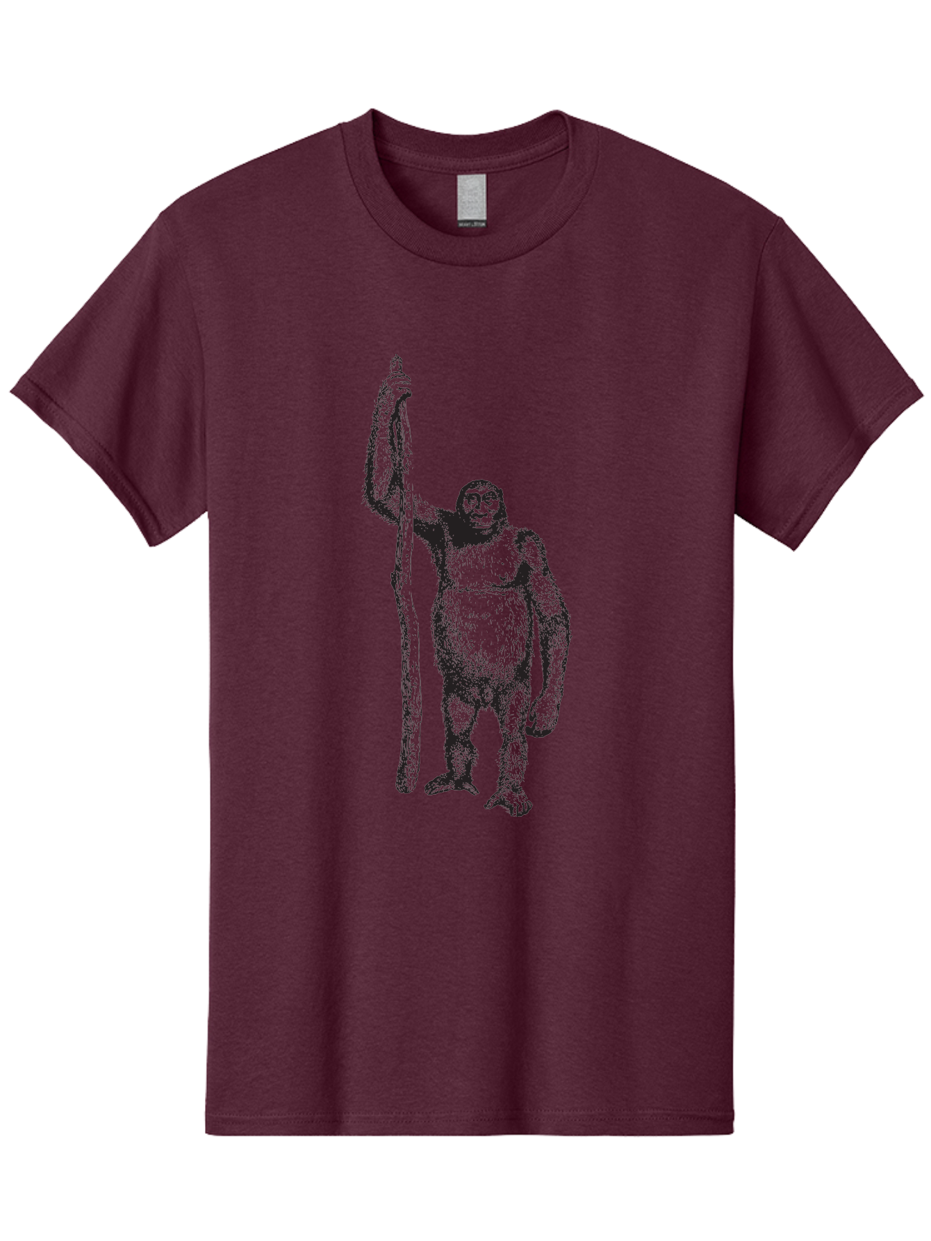 Yeti-With-Staff Men'S Graphic Tee, 100% Cotton, Comfortable Casual Summer Wear, Machine Washable, Gorilla With Stick, Wild Primate, Powerful Animal, Strong Creature, Monkey With Club, Wildlife Illustration, Primate Art, Animal Graphics Aad969 5