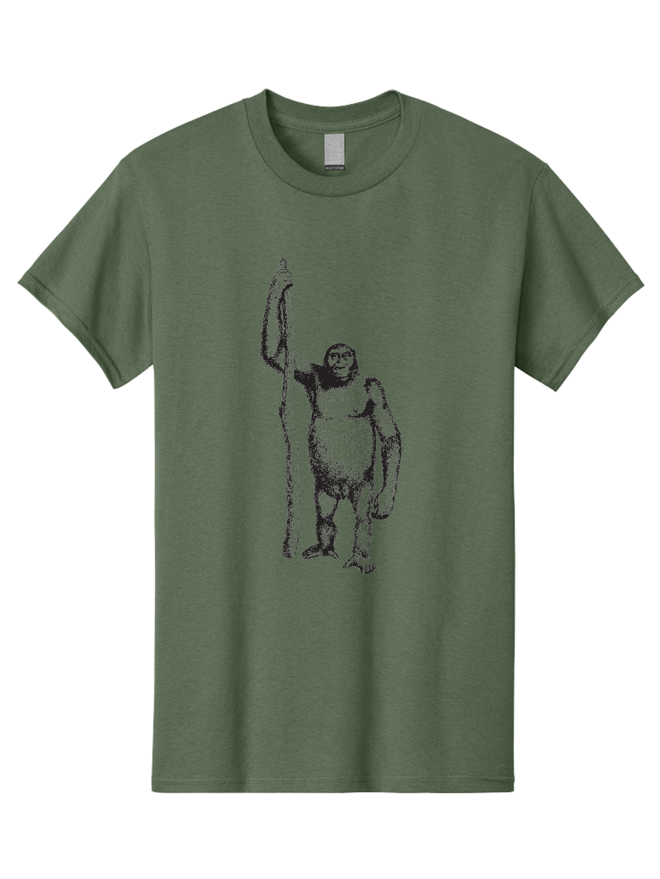 Yeti-With-Staff Men'S Graphic Tee, 100% Cotton, Comfortable Casual Summer Wear, Machine Washable, Gorilla With Stick, Wild Primate, Powerful Animal, Strong Creature, Monkey With Club, Wildlife Illustration, Primate Art, Animal Graphics Aad969 29