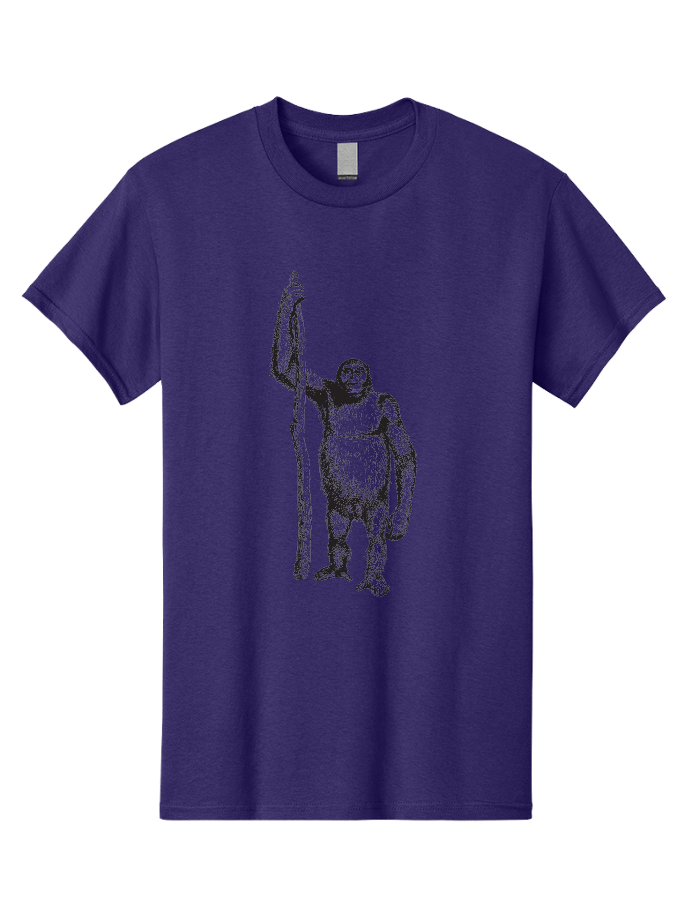 Yeti-With-Staff Men'S Graphic Tee, 100% Cotton, Comfortable Casual Summer Wear, Machine Washable, Gorilla With Stick, Wild Primate, Powerful Animal, Strong Creature, Monkey With Club, Wildlife Illustration, Primate Art, Animal Graphics Aad969 25