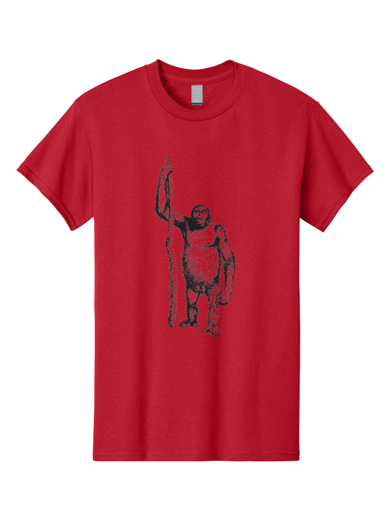 Yeti-With-Staff Men'S Graphic Tee, 100% Cotton, Comfortable Casual Summer Wear, Machine Washable, Gorilla With Stick, Wild Primate, Powerful Animal, Strong Creature, Monkey With Club, Wildlife Illustration, Primate Art, Animal Graphics Aad969 17