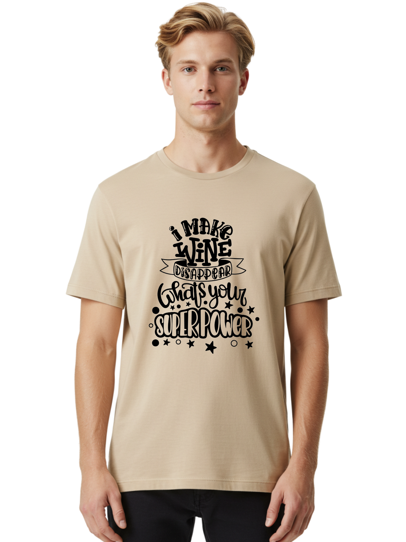 I-Make-Wine-Disappear Men'S Graphic Tee, 100% Cotton, Comfortable Casual Summer Wear, Machine Washable, Wine Lover Quote, Funny Sayings, Humor, Superpower, Wine Drinker, Witty Phrase, Drink Wine, What'S Your Superpower Aad974 4