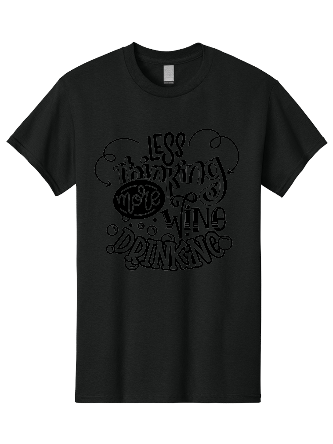 Less-Thinking-More-Wine-Drinking Men'S Graphic Tee, 100% Cotton, Comfortable Casual Summer Wear, Machine Washable, Wine Lover, Drink Wine, Relax, Less Thinking, Wine Quotes, Funny Phrases, Humor, Wine Culture, Wine Drinking Aad976 5