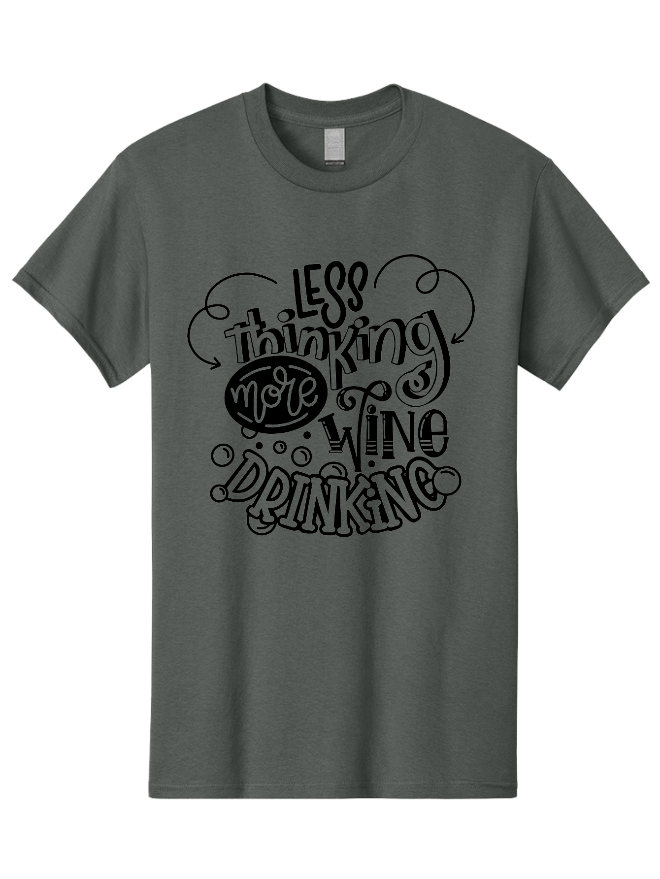 Less-Thinking-More-Wine-Drinking Men'S Graphic Tee, 100% Cotton, Comfortable Casual Summer Wear, Machine Washable, Wine Lover, Drink Wine, Relax, Less Thinking, Wine Quotes, Funny Phrases, Humor, Wine Culture, Wine Drinking Aad976 7